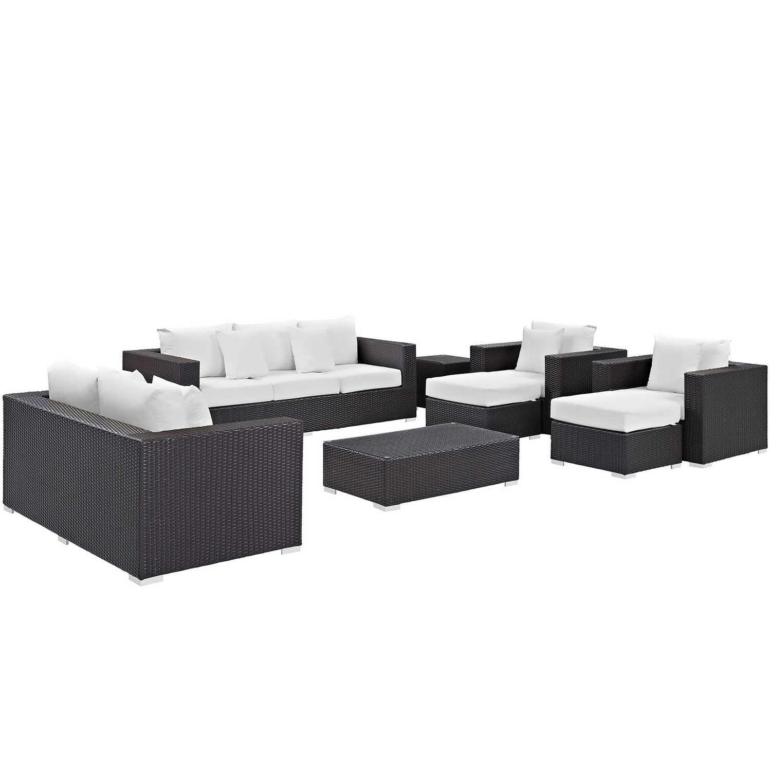 Modway Convene 9 Piece Outdoor Patio Sofa Set - Espresso White