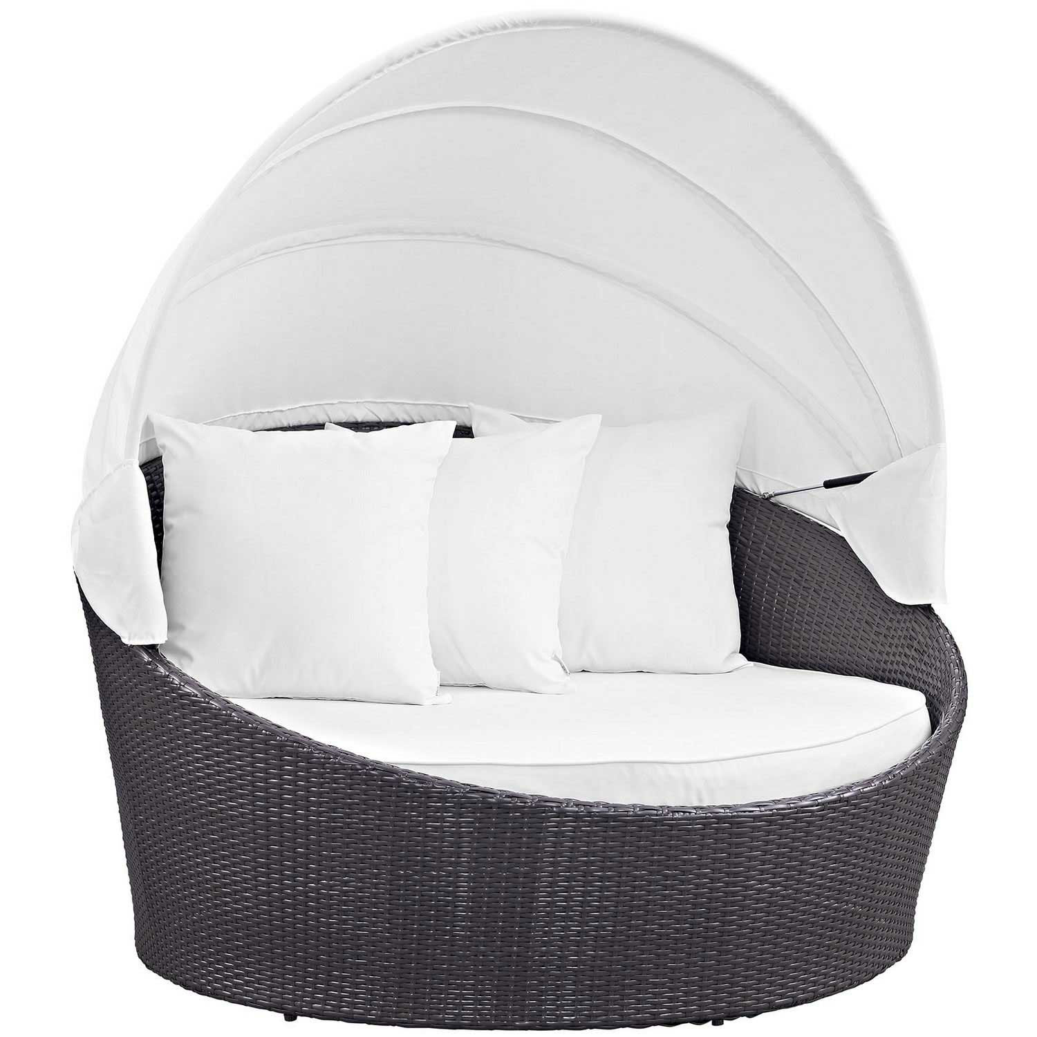 Modway Convene Canopy Outdoor Patio Daybed - Espresso White
