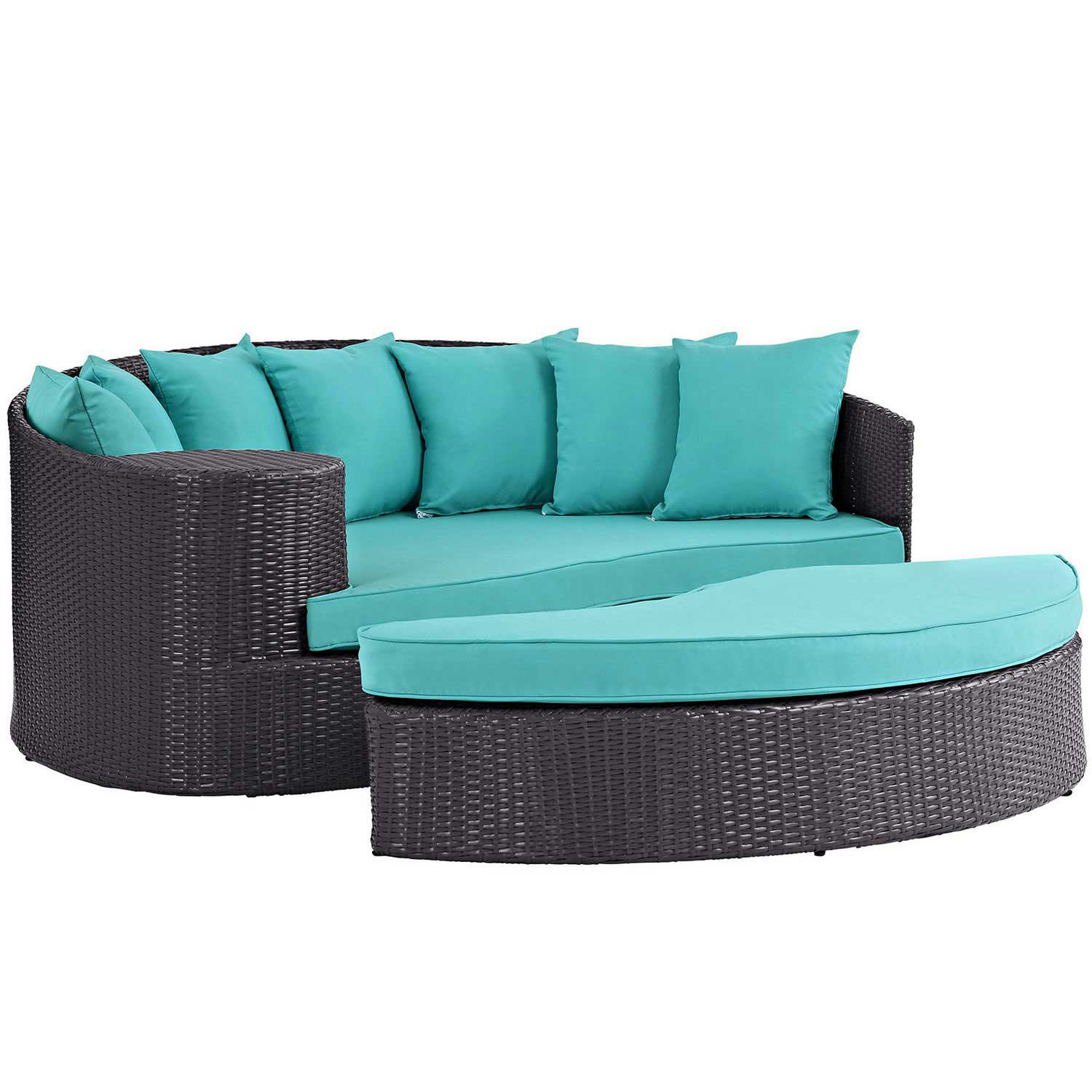 Modway Convene Outdoor Patio Daybed - Espresso Turquoise
