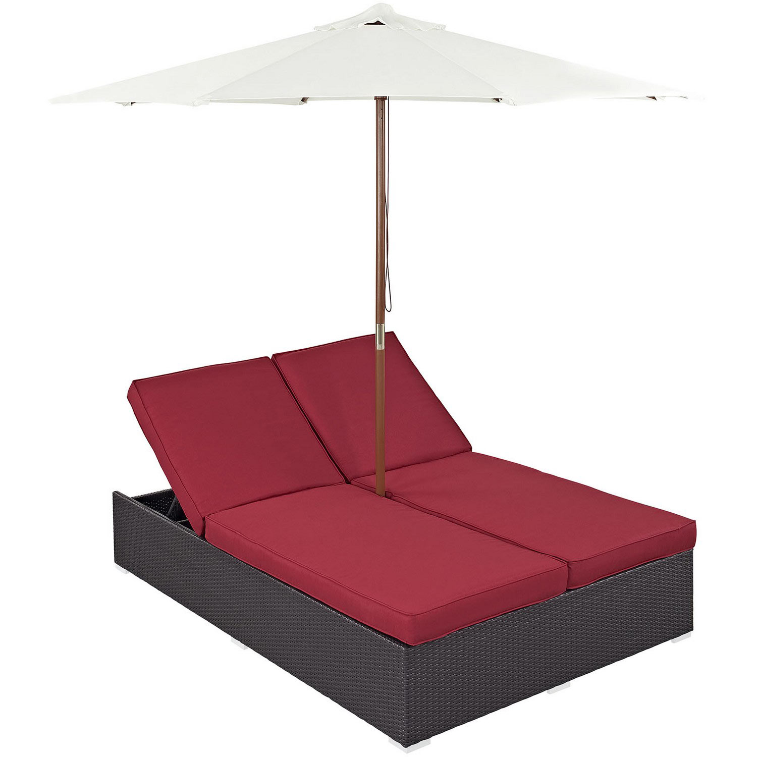 Modway Convene Double Outdoor Patio Chaise - Espresso Red