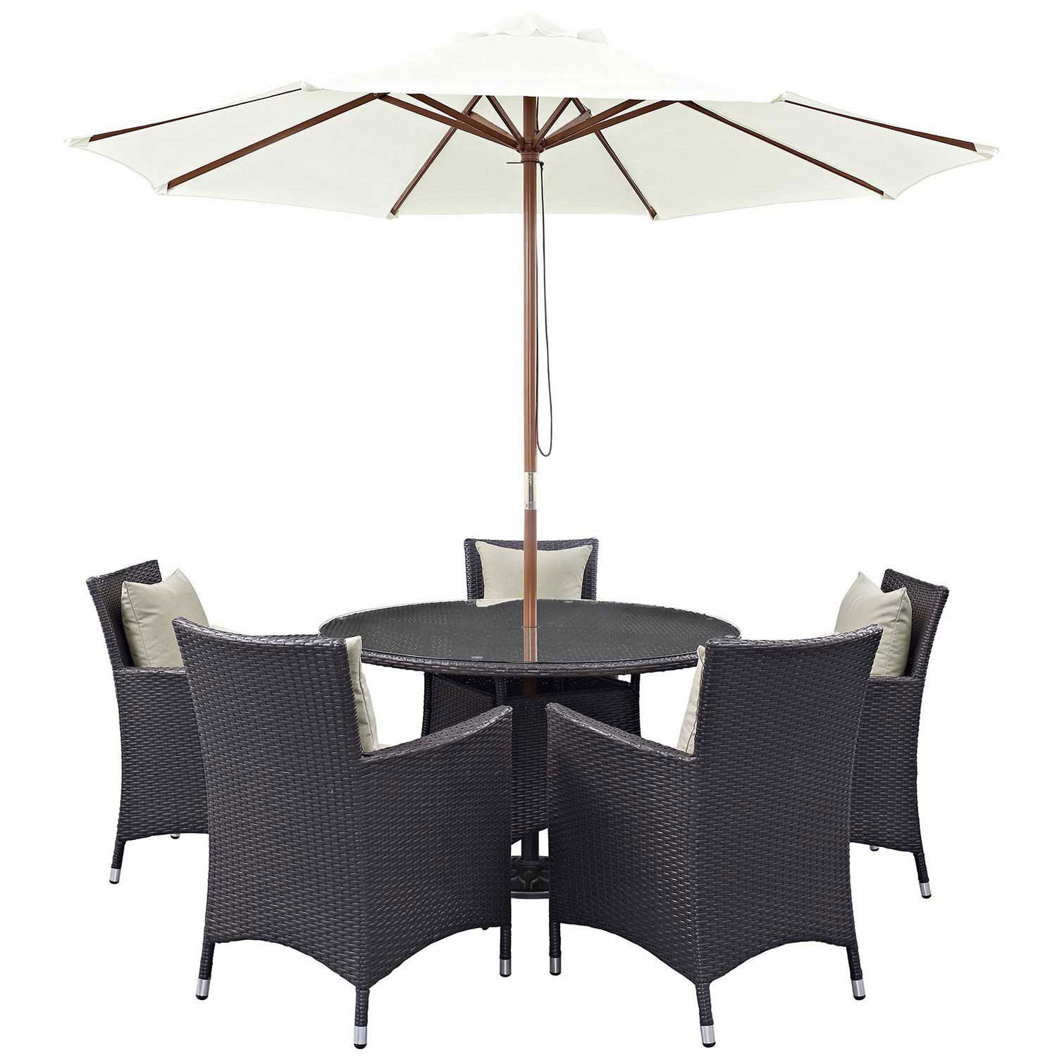 Modway Convene 7 Piece Outdoor Patio Dining Set - Espresso Beige