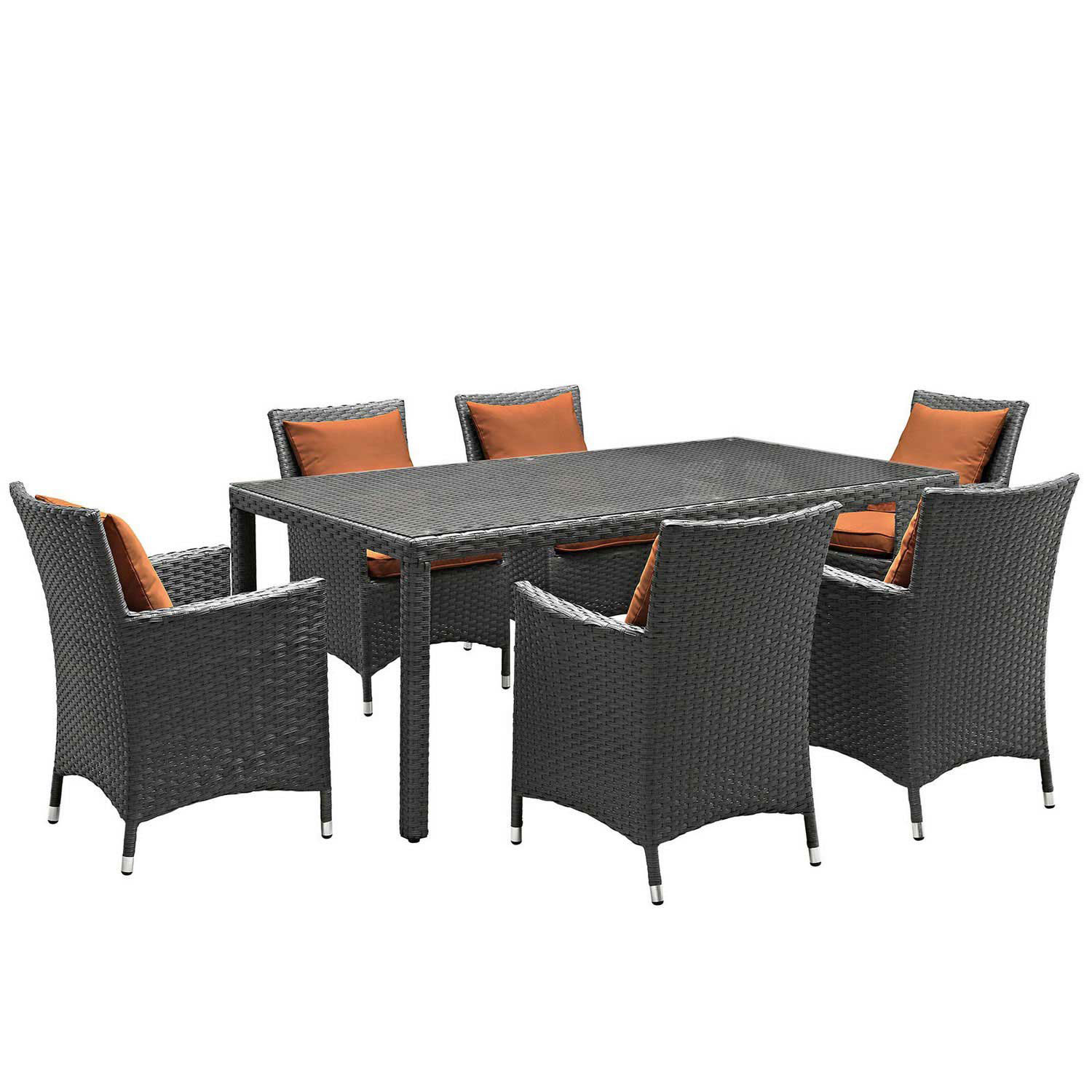 Modway Sojourn 7 Piece Outdoor Patio Sunbrella Dining Set - Canvas Tuscan