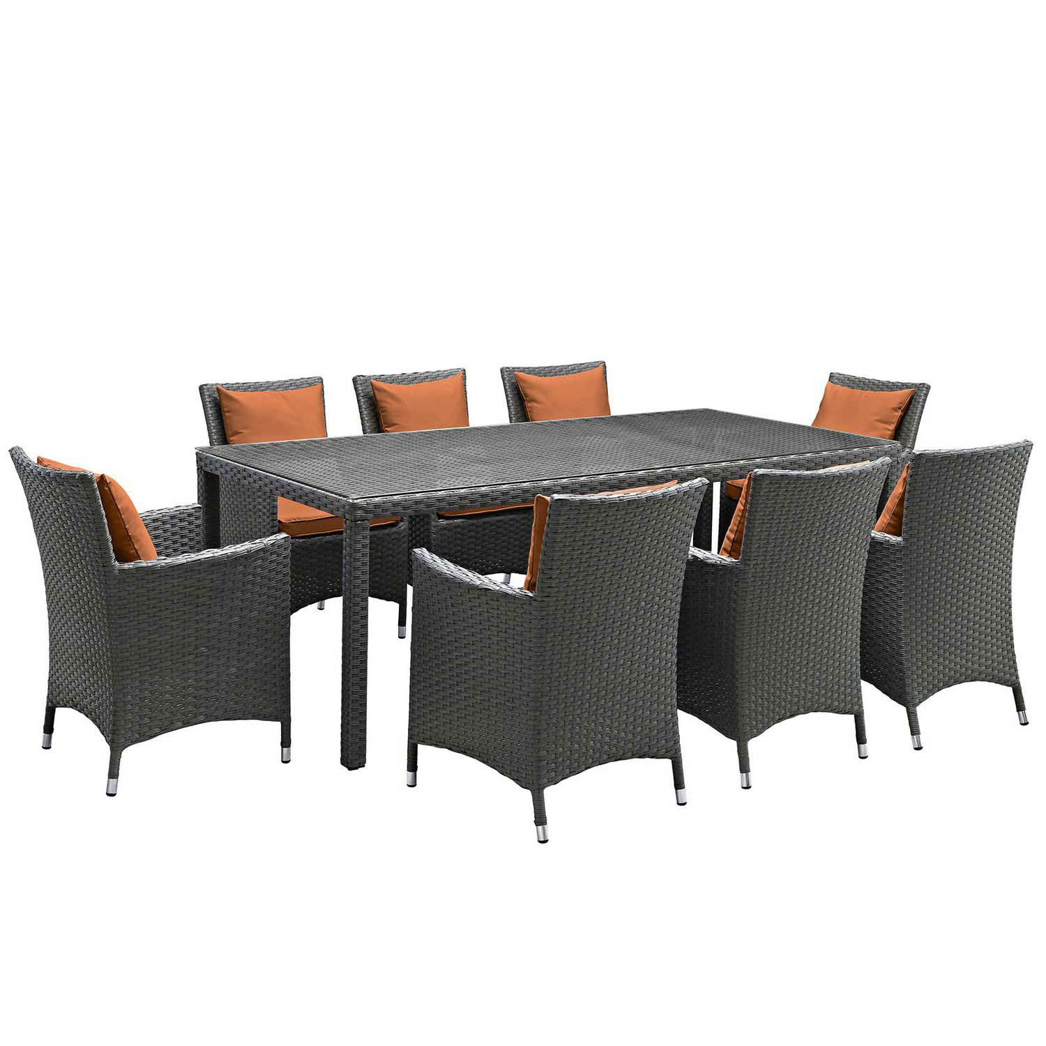 Modway Sojourn 9 Piece Outdoor Patio Sunbrella Dining Set - Canvas Tuscan