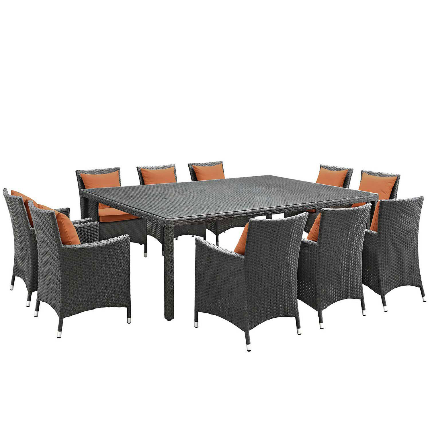 Modway Sojourn 11 Piece Outdoor Patio Sunbrella Dining Set - Canvas Tuscan