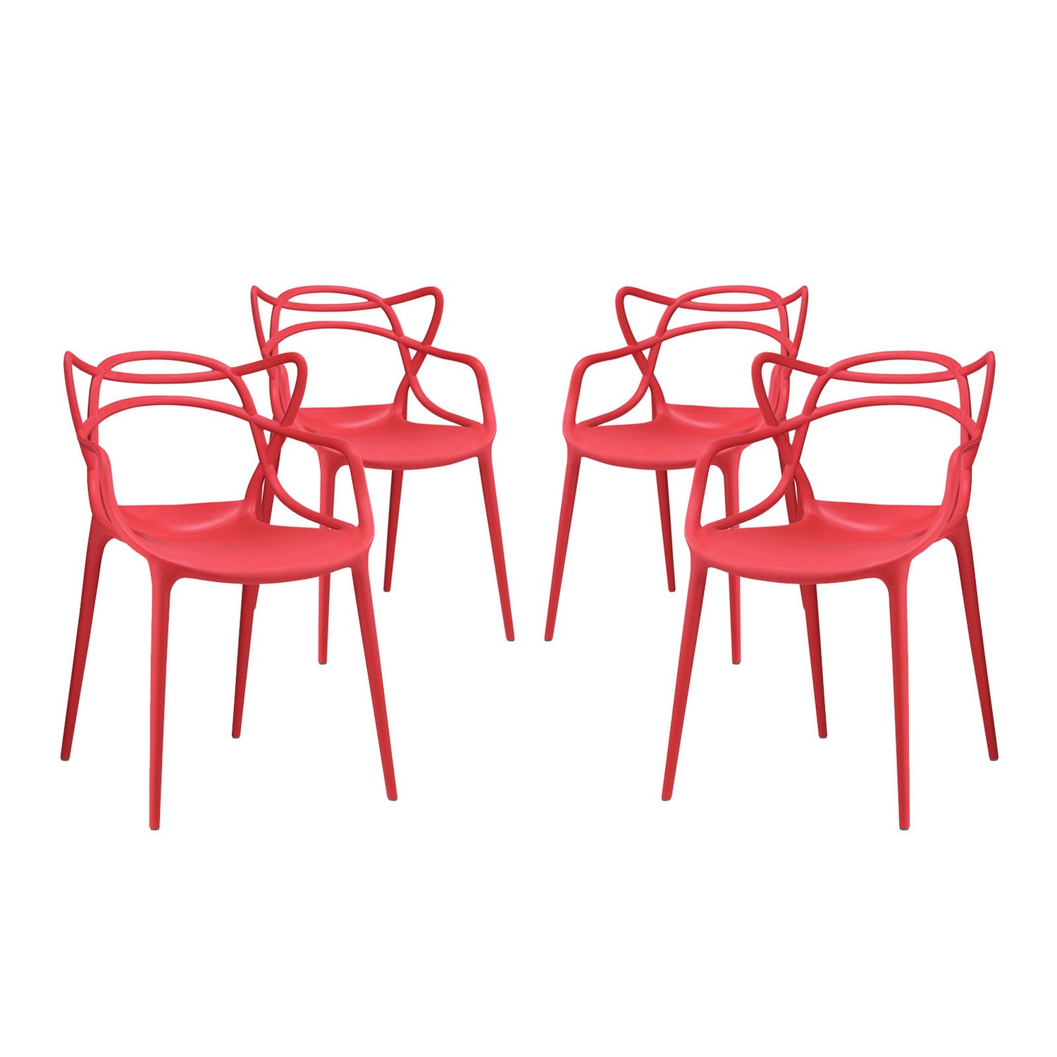 Modway Entangled Dining Chair - Set of 4 - Red