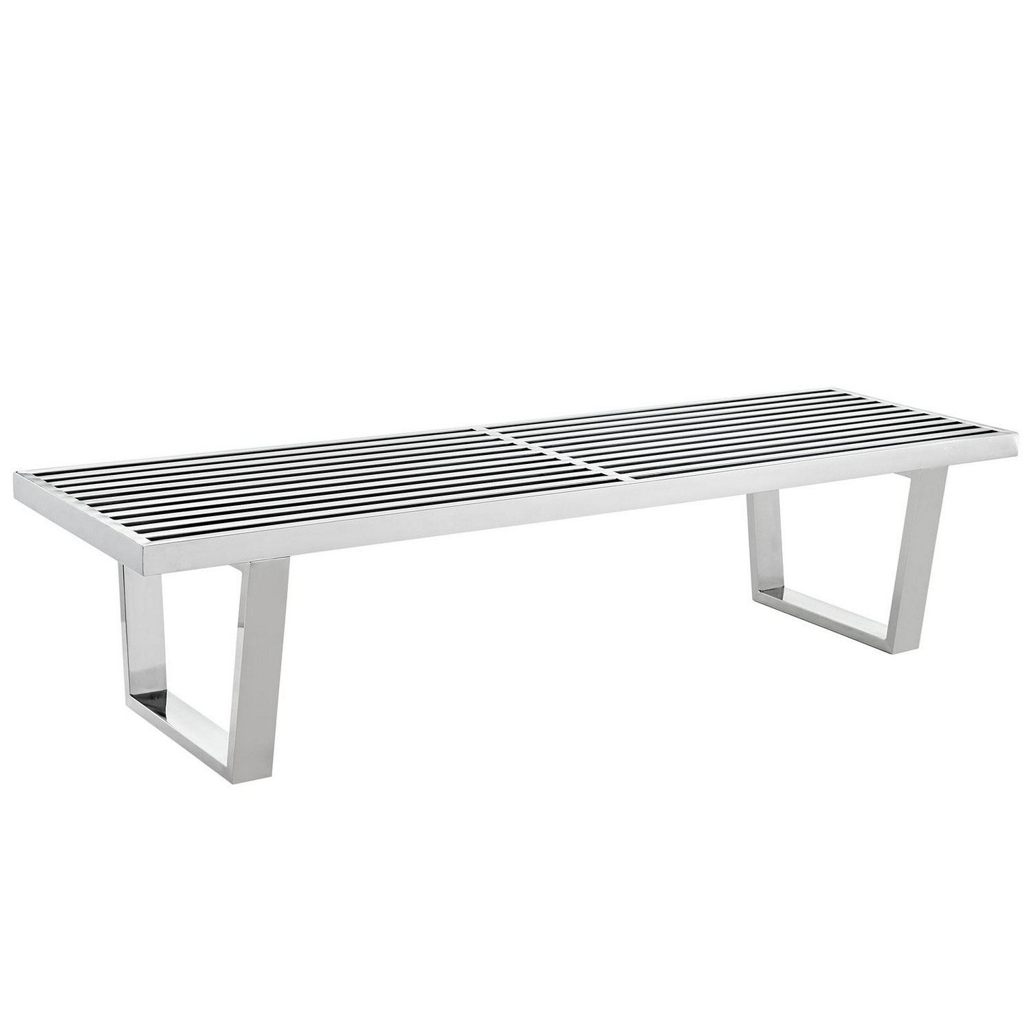 Modway Sauna 5 Foot Stainless Steel Bench - Silver