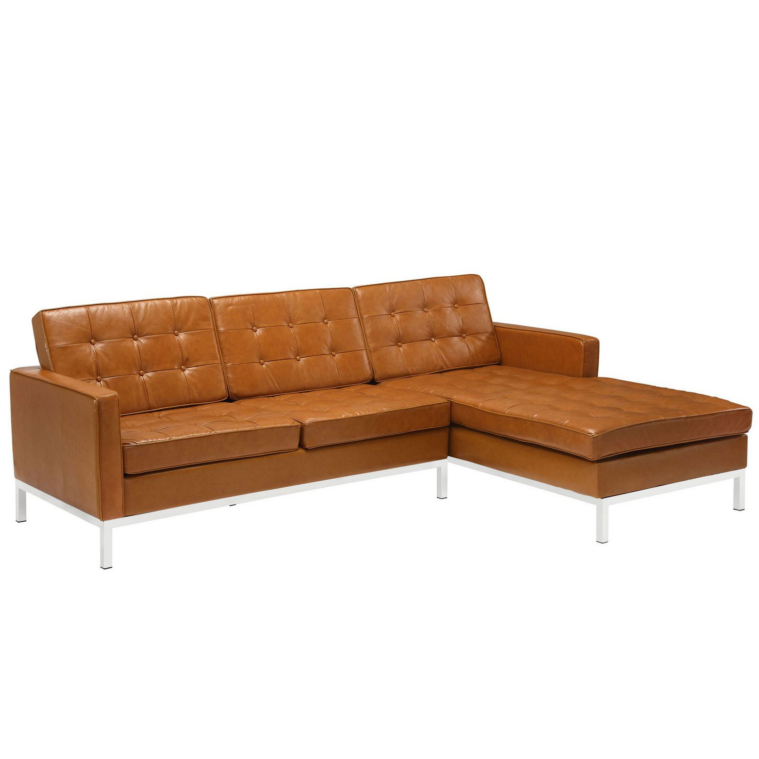 Modway Loft Right-Arm Leather Sectional Sofa - Tan