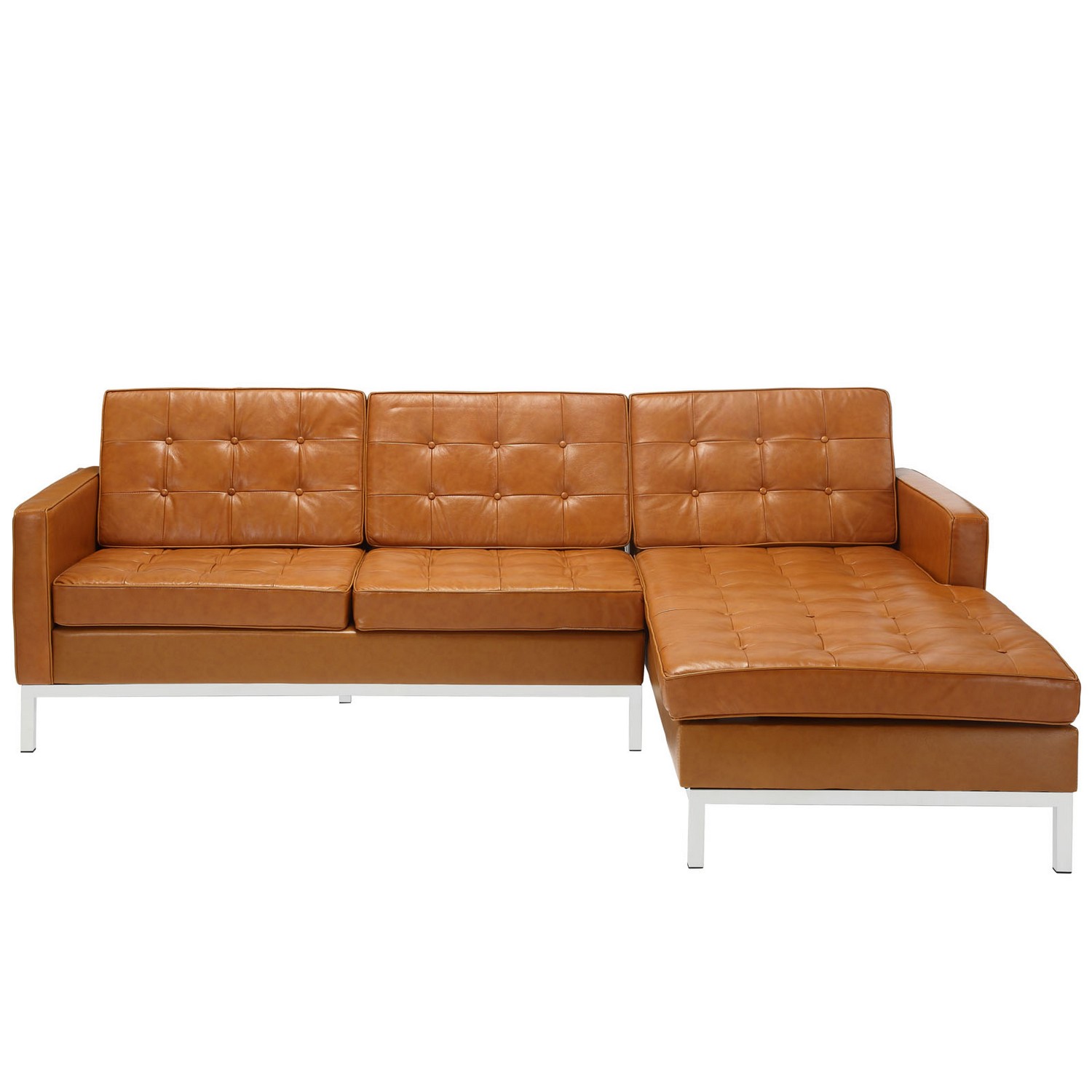 Modway Loft Right-Arm Leather Sectional Sofa - Tan