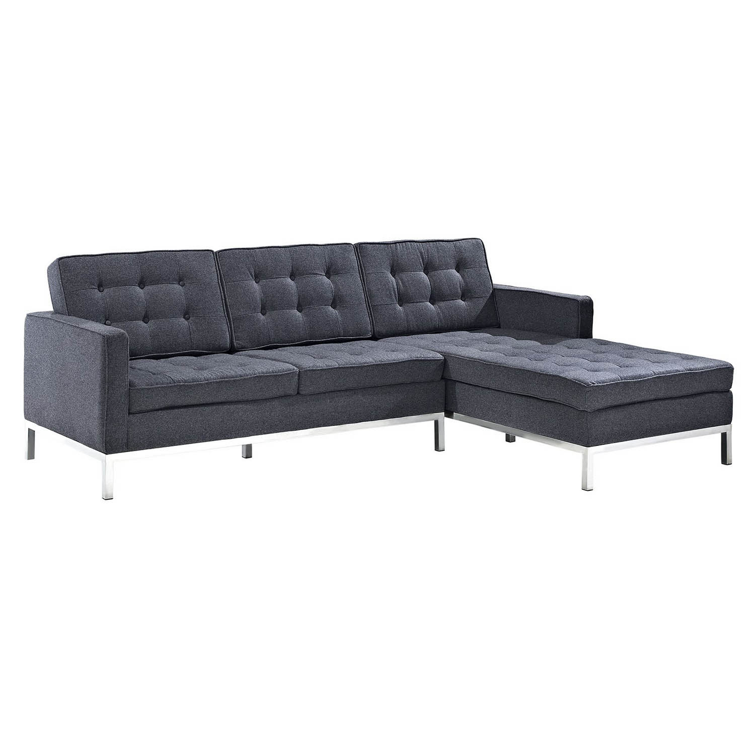 Modway Loft Right-Arm Wool Sectional Sofa - Dark Gray
