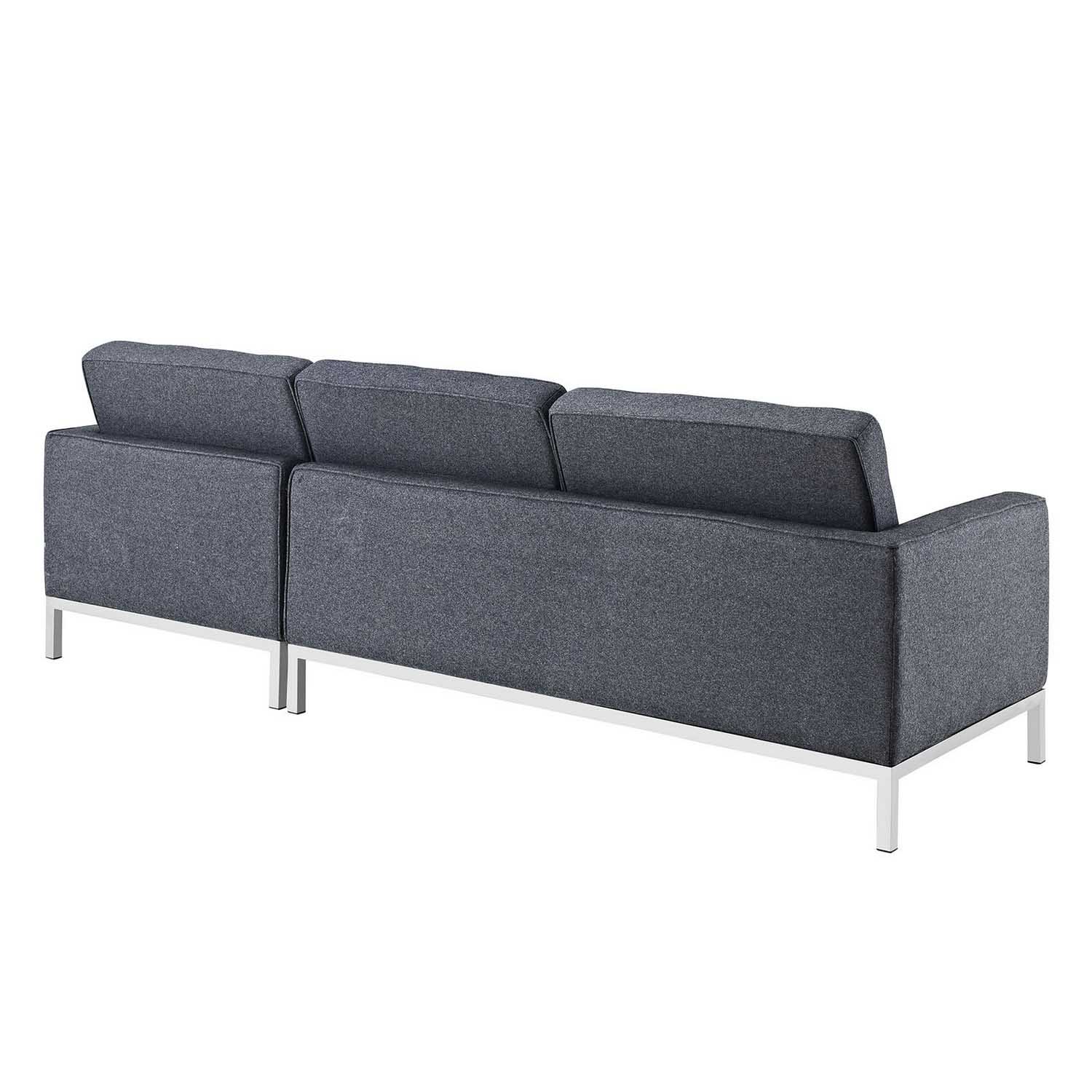 Modway Loft Right-Arm Wool Sectional Sofa - Dark Gray