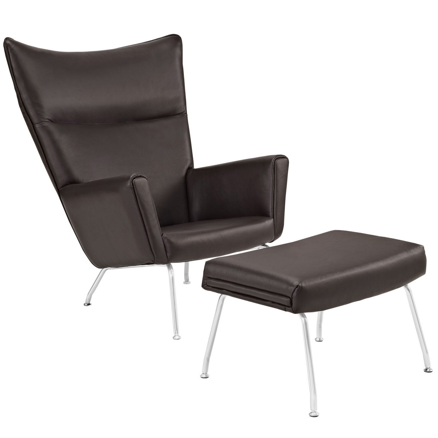 Modway Class Leather Lounge Chair - Dark Brown