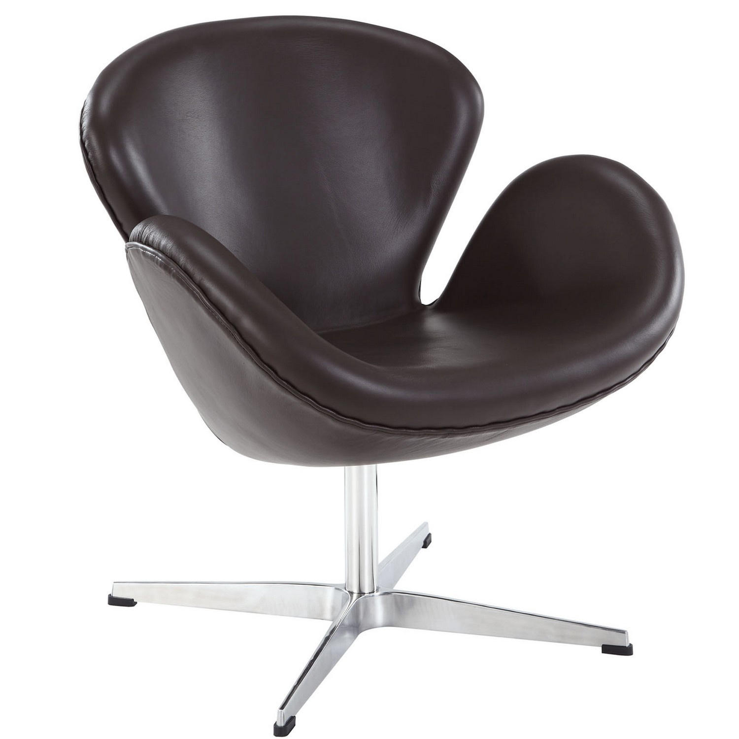 Modway Wing Leather Lounge Chair - Brown