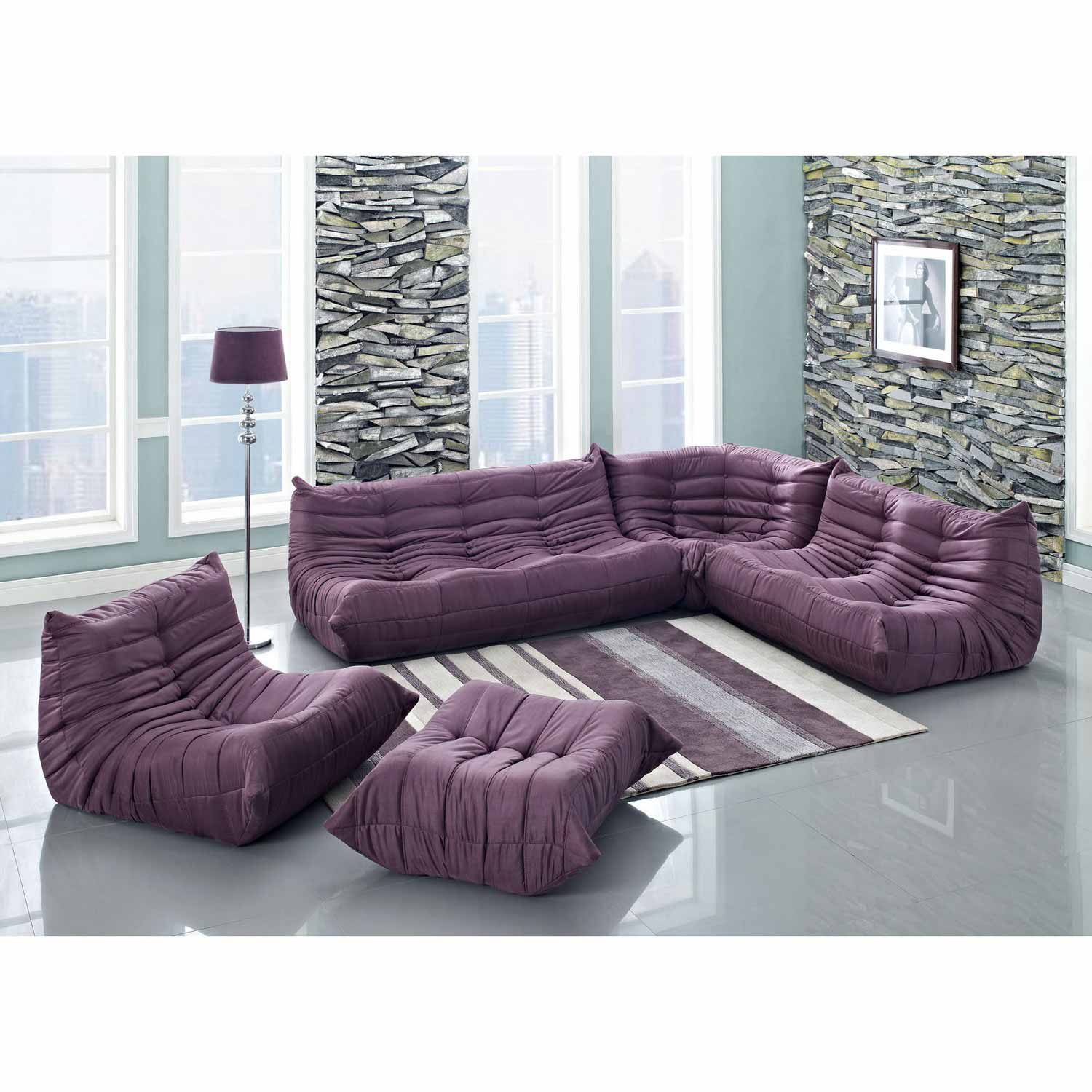 Modway Waverunner Sectional Sofa - Purple