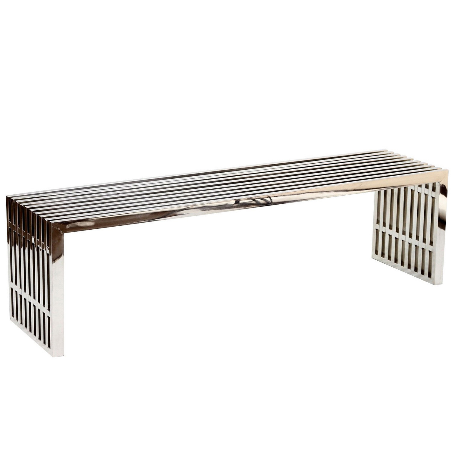 Modway Gridiron Large Bench - Silver