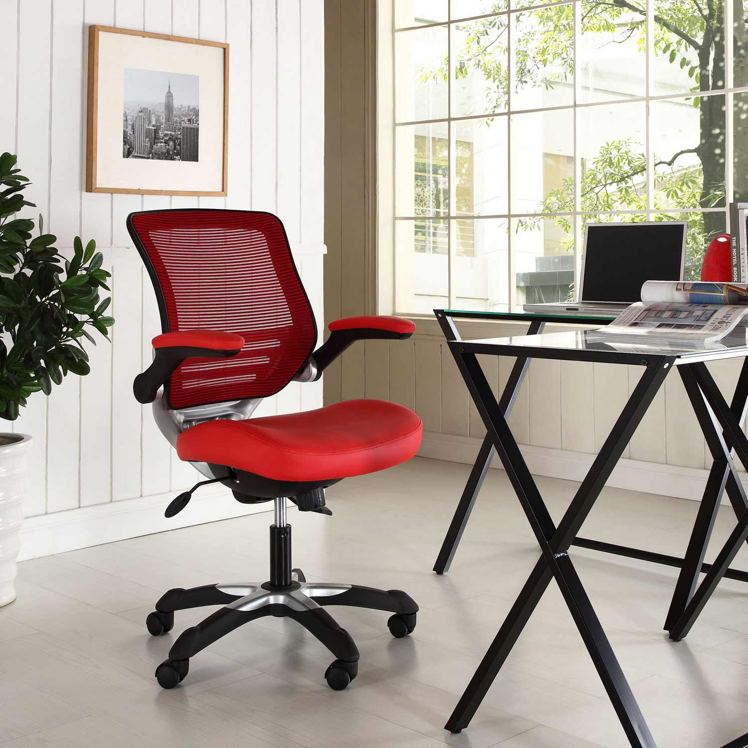 Modway Edge Vinyl Office Chair - Red