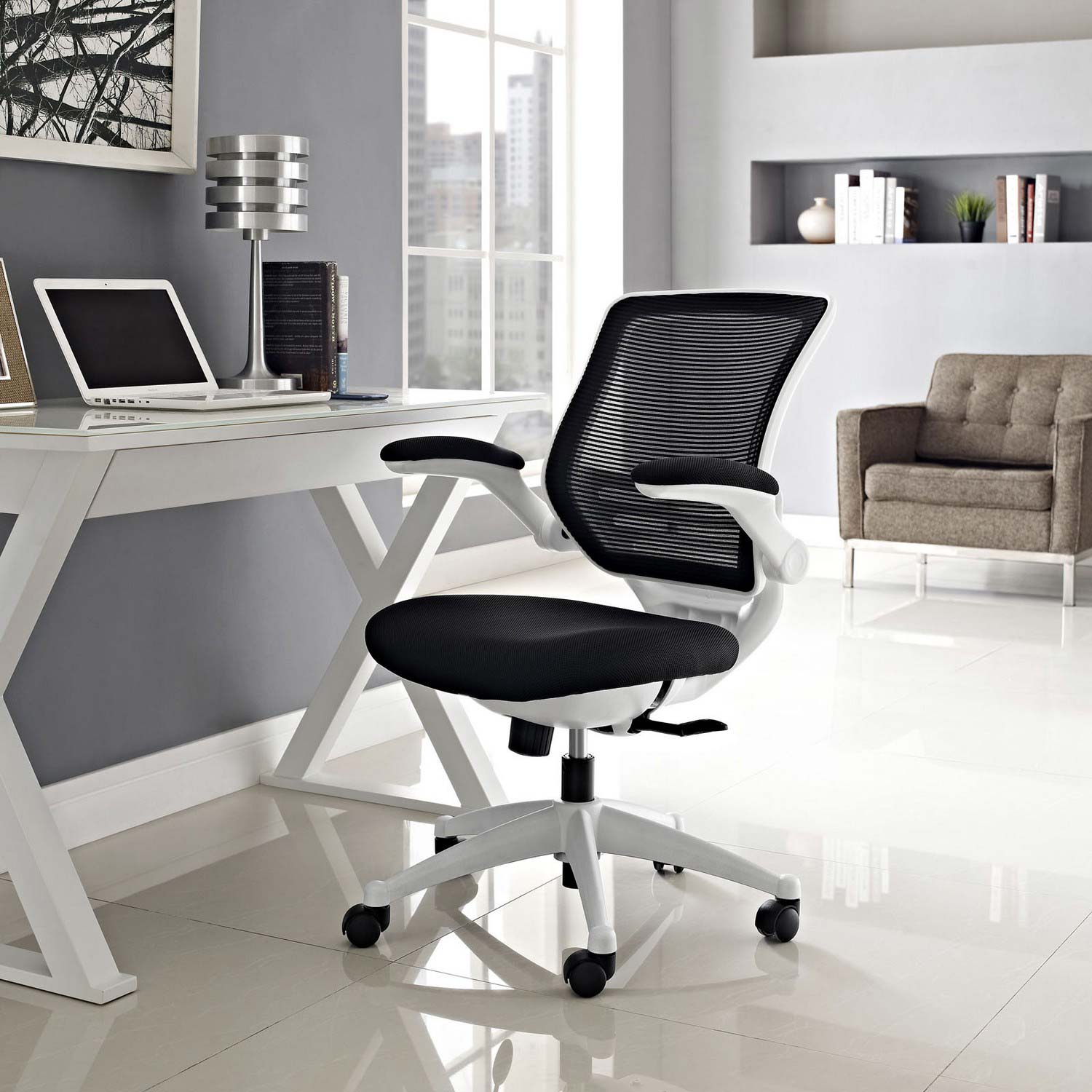 Modway Edge White Base Office Chair - Black