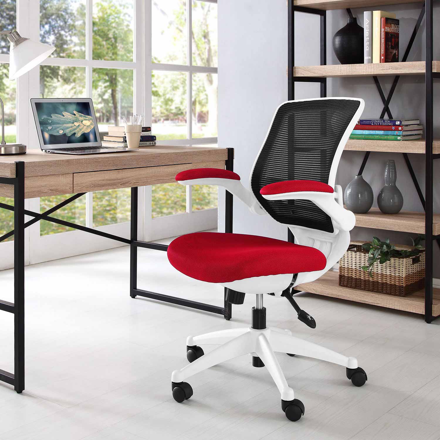 Modway Edge White Base Office Chair - Red