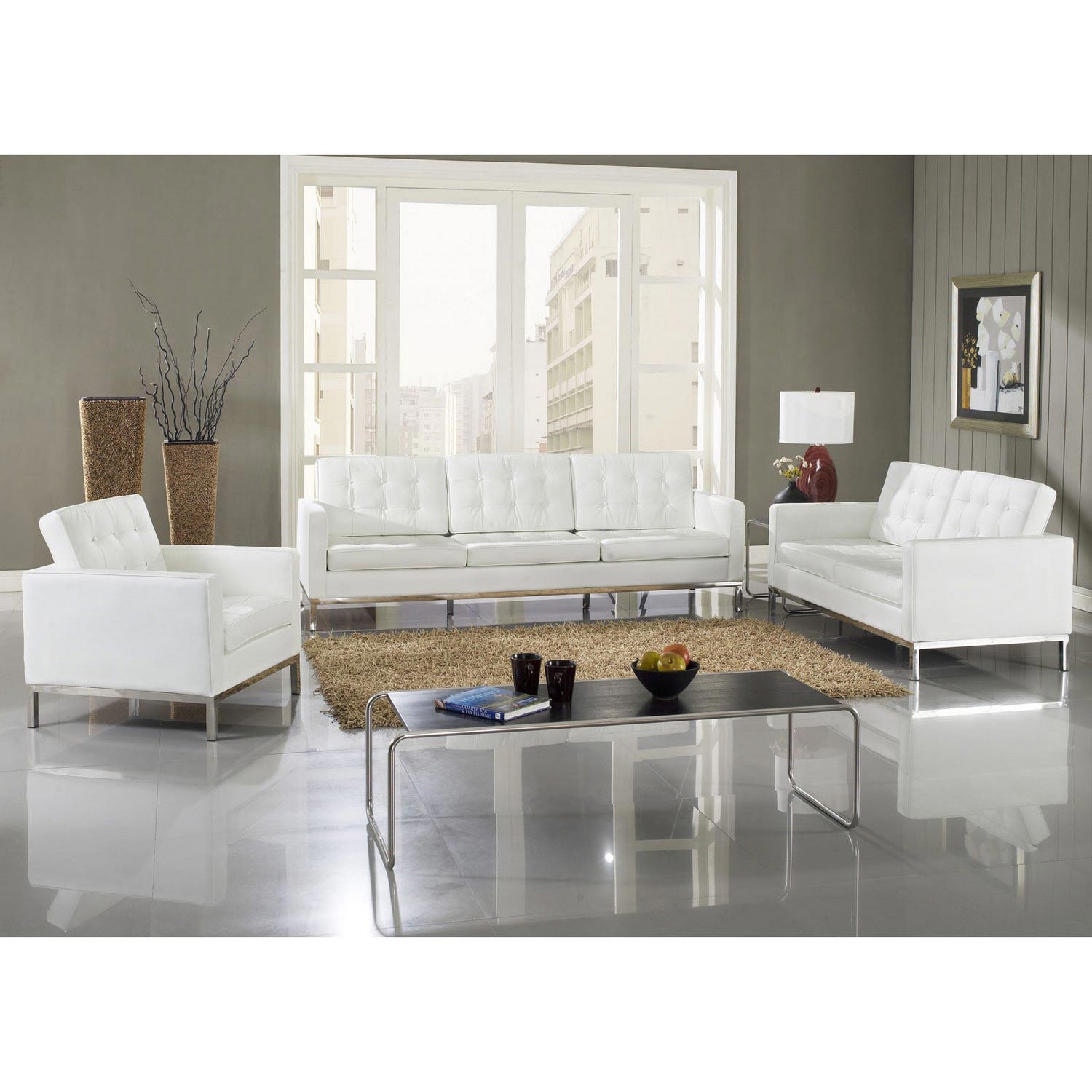 Modway Loft 5 Piece Sofa Set - White