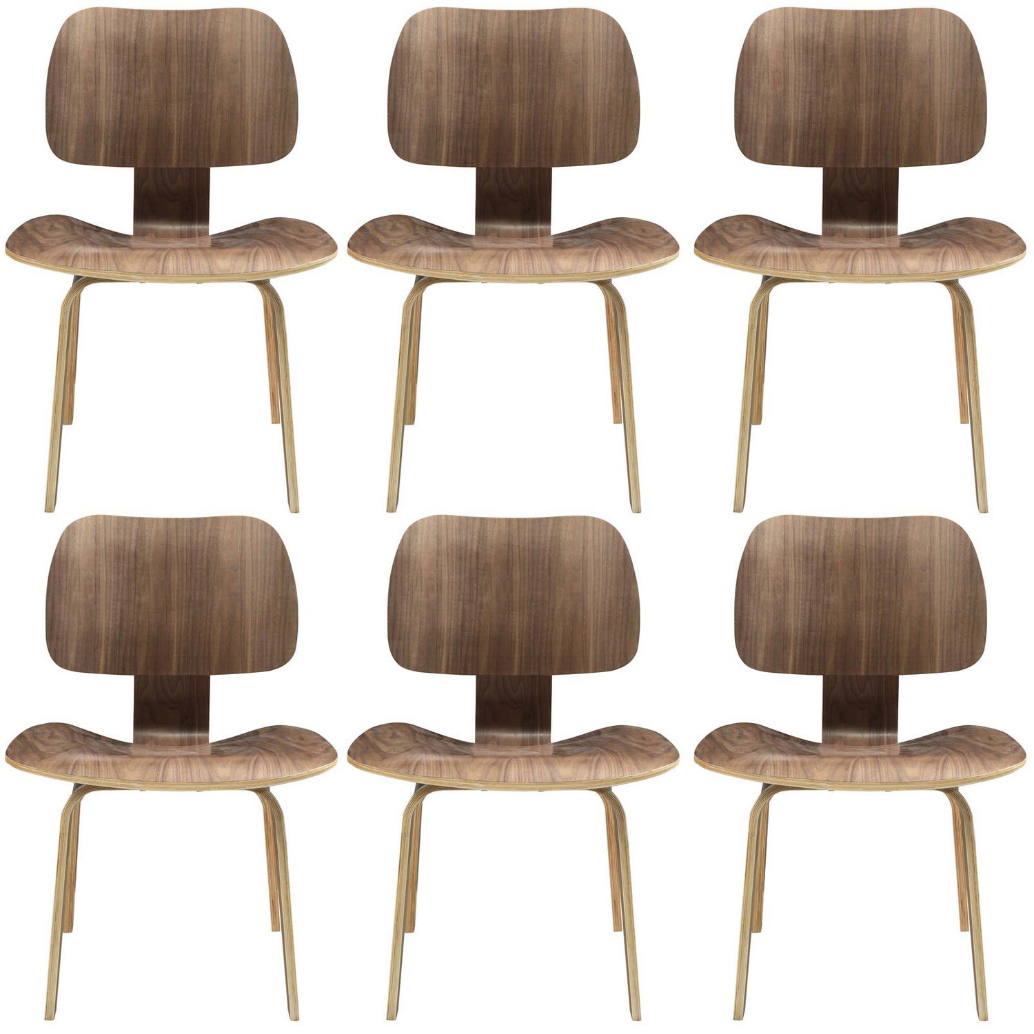 Modway Fathom Dining Chairs Set of 6 - Walnut