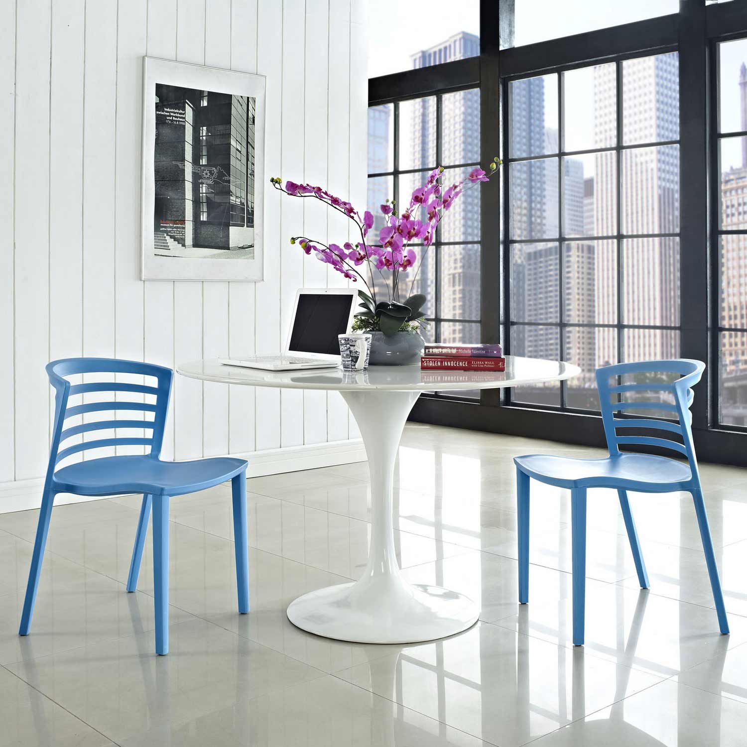 Modway Curvy Dining Chairs Set of 2 - Blue