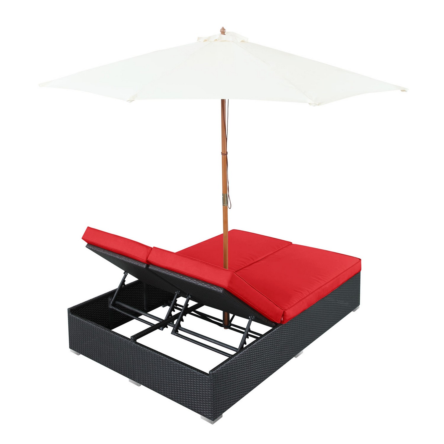 Modway Arrival Outdoor Patio Chaise - Espresso/Red
