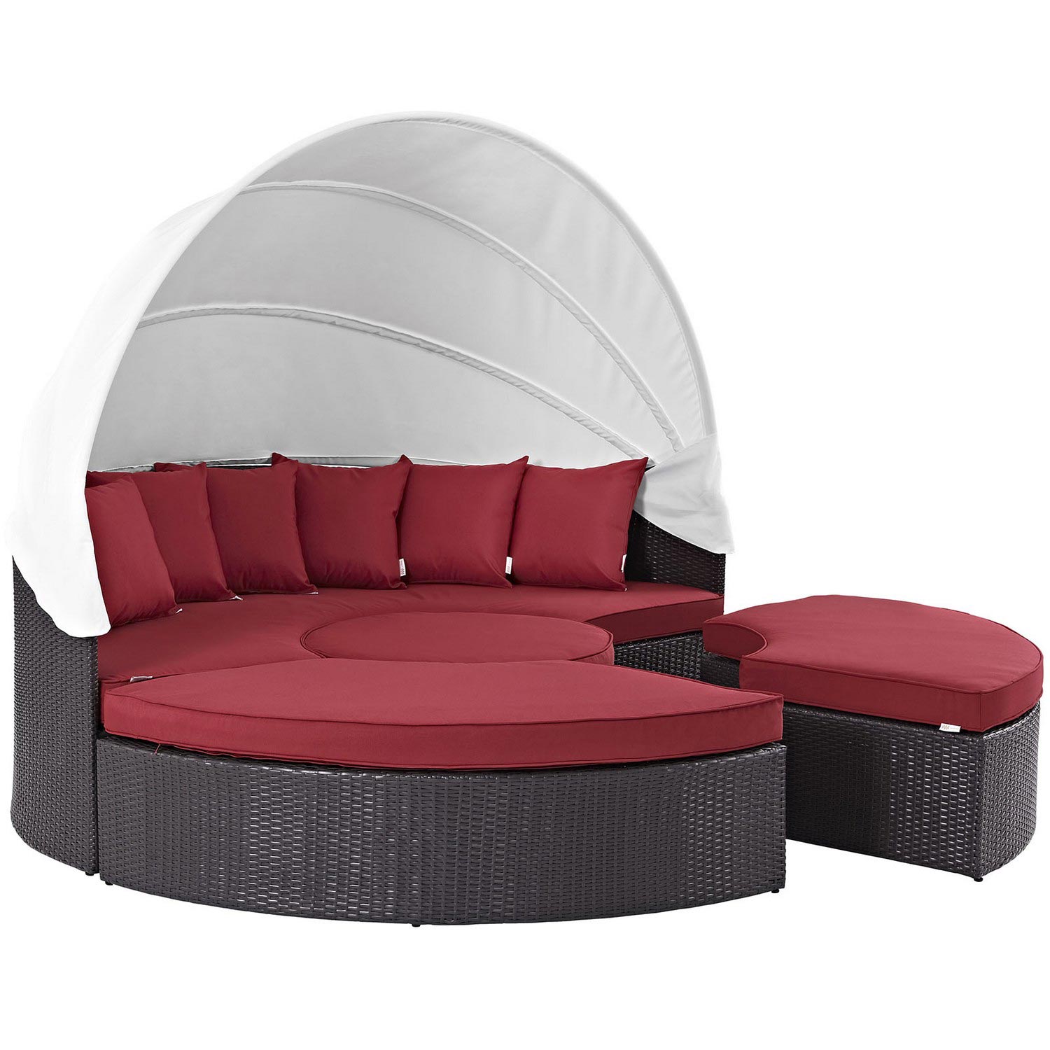 Modway Convene Canopy Outdoor Patio Daybed - Espresso/Red