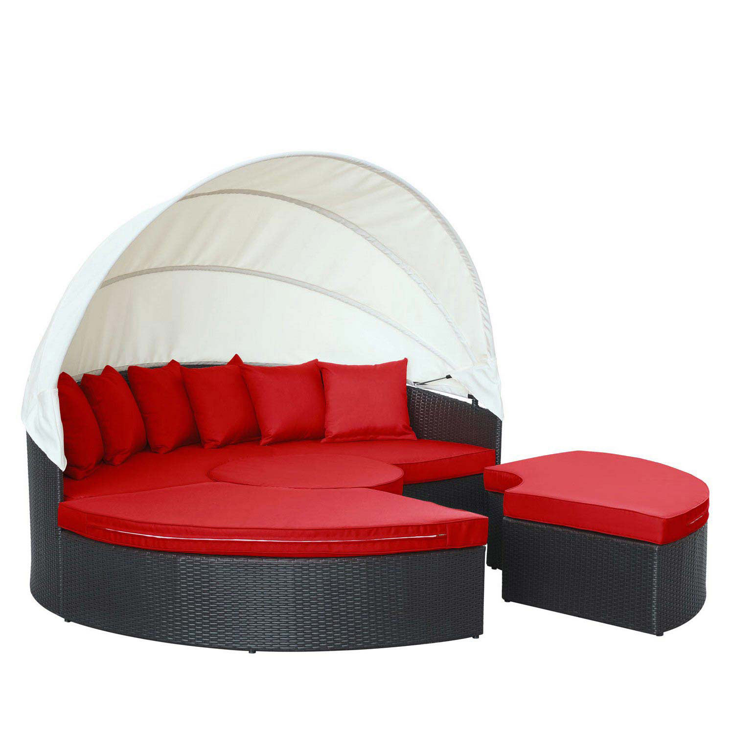 Modway Convene Canopy Outdoor Patio Daybed - Espresso/Red