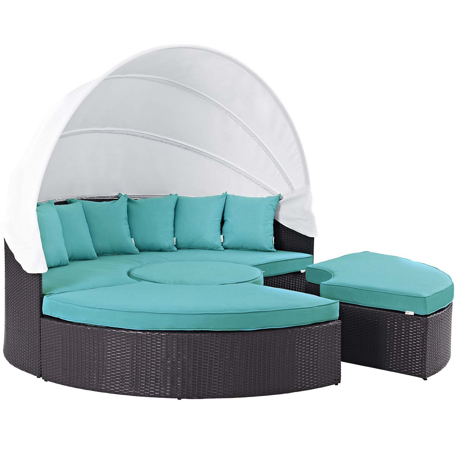 Modway Convene Canopy Outdoor Patio Daybed - Espresso/Turquoise