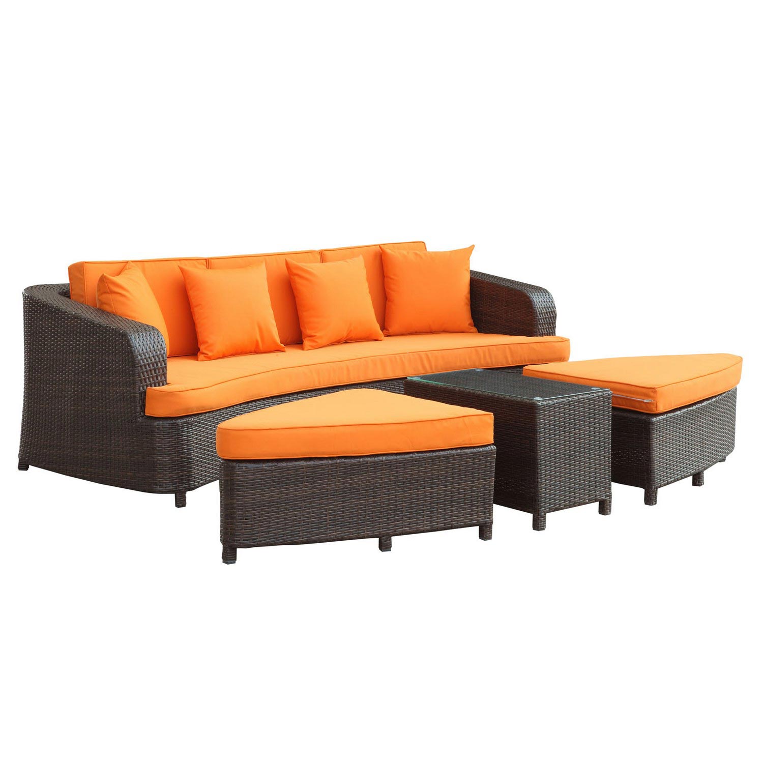Modway Monterey 4 Piece Outdoor Patio Sofa Set - Brown/Orange
