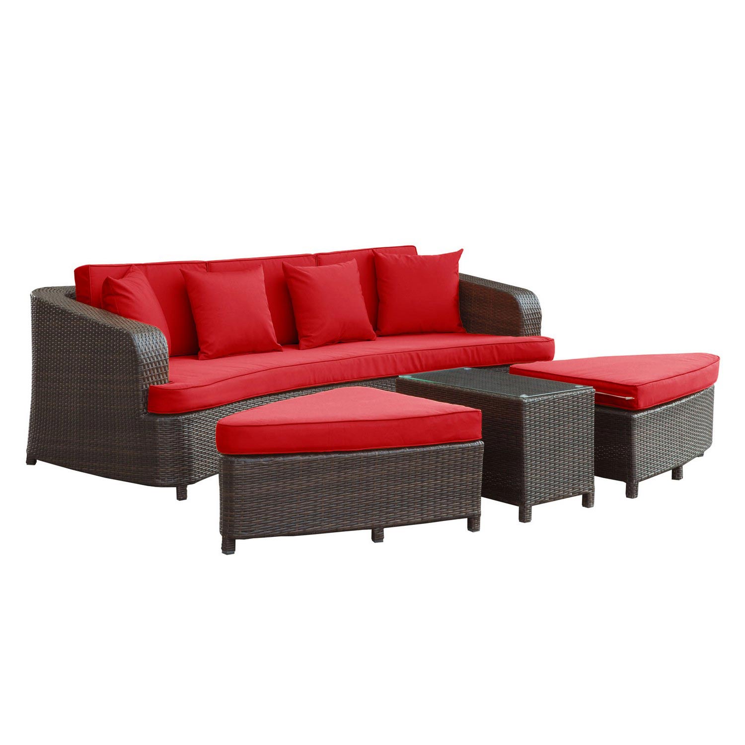 Modway Monterey 4 Piece Outdoor Patio Sofa Set - Brown/Red