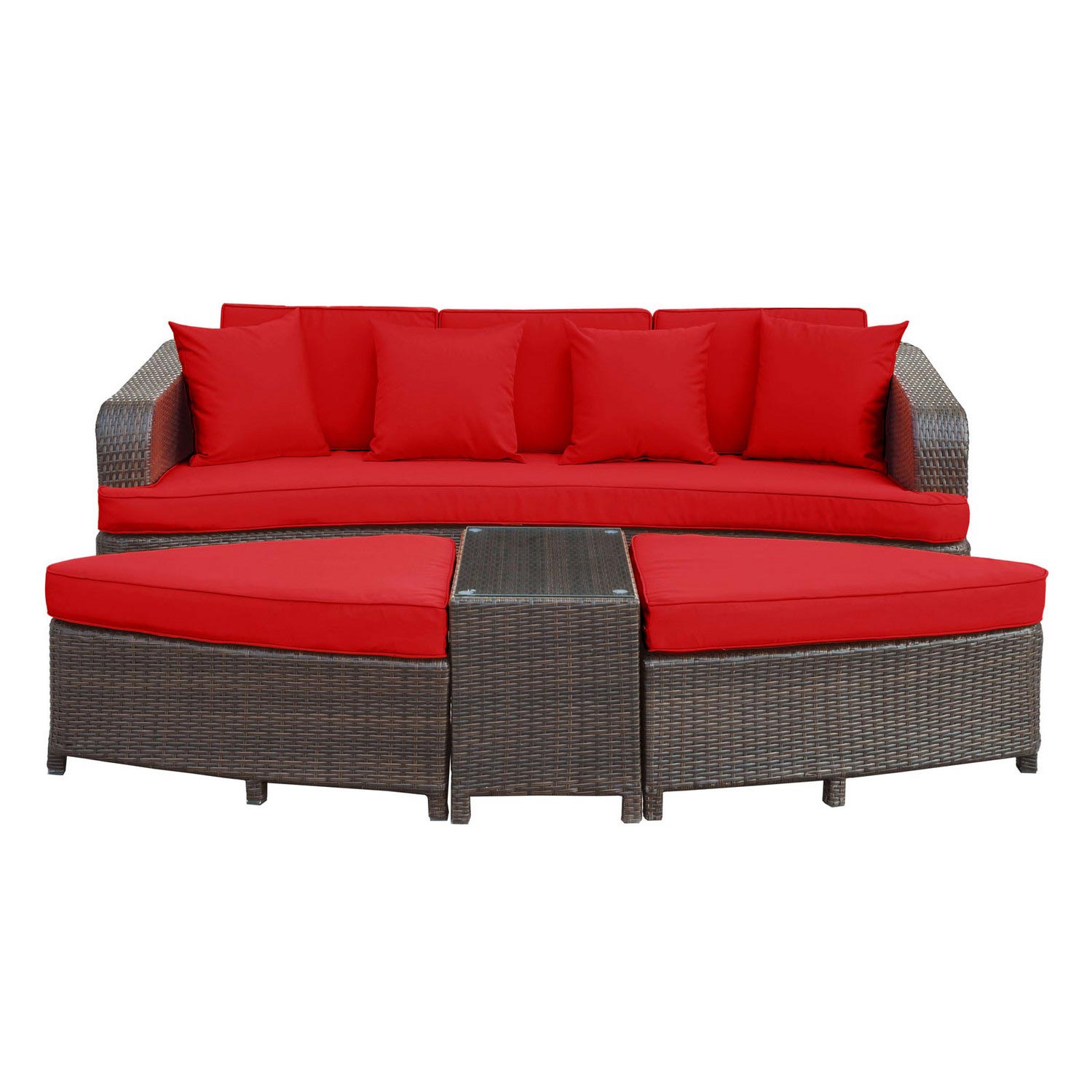 Modway Monterey 4 Piece Outdoor Patio Sofa Set - Brown/Red