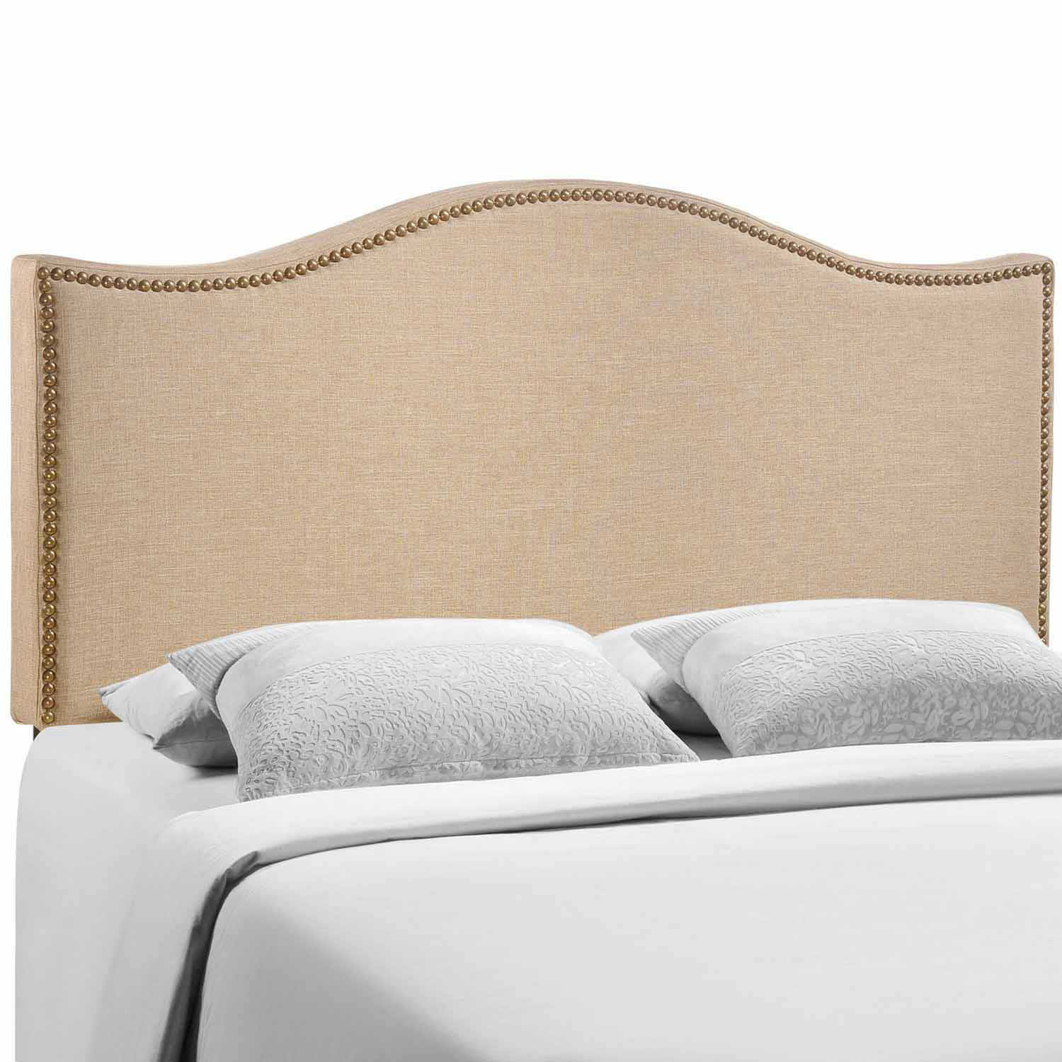 Modway Curl Queen Nailhead Upholstered Headboard - Cafe