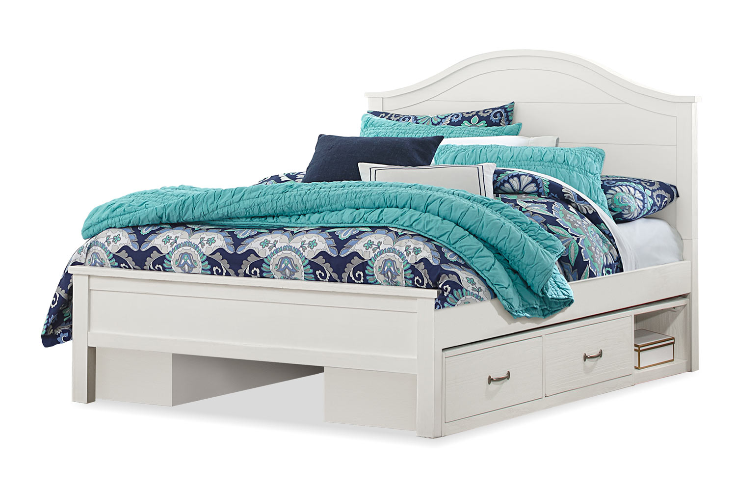 NE Kids Highlands Bailey Arch Bed with (2) Storage Units - White