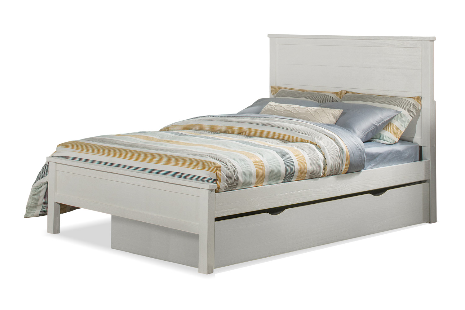 NE Kids Highlands Alex Flat Panel Bed with Trundle - White
