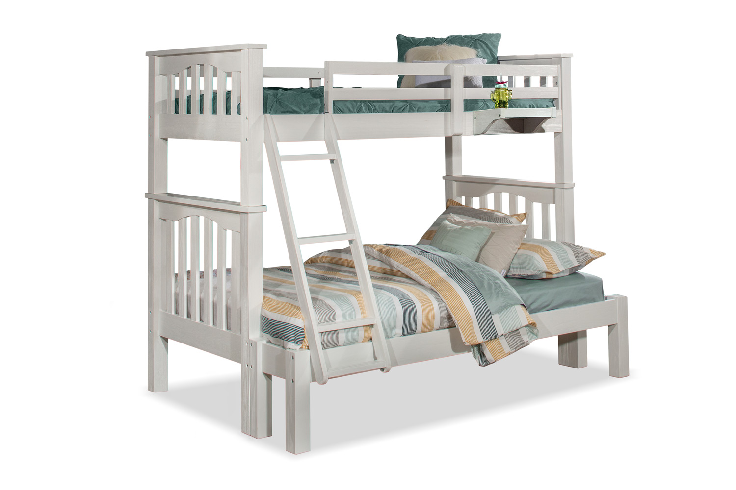 NE Kids Highlands Harper Twin/Full Bunk Bed and Hanging Nightstand - White Finish