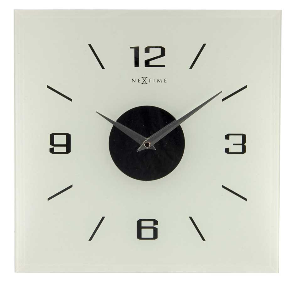 Nextime Simple Times Willie Square Frosted Wall Clock
