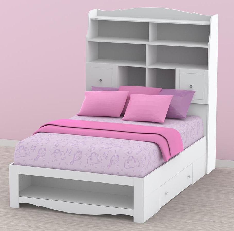Nexera Pixel Youth Full Size Tall Bookcase Storage Bed