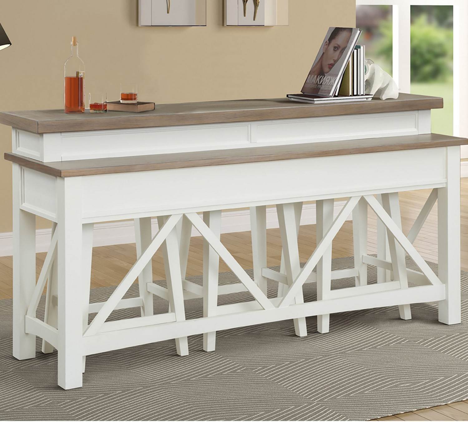 Parker House Americana Modern Everywhere Console with 3 Stools - Cotton
