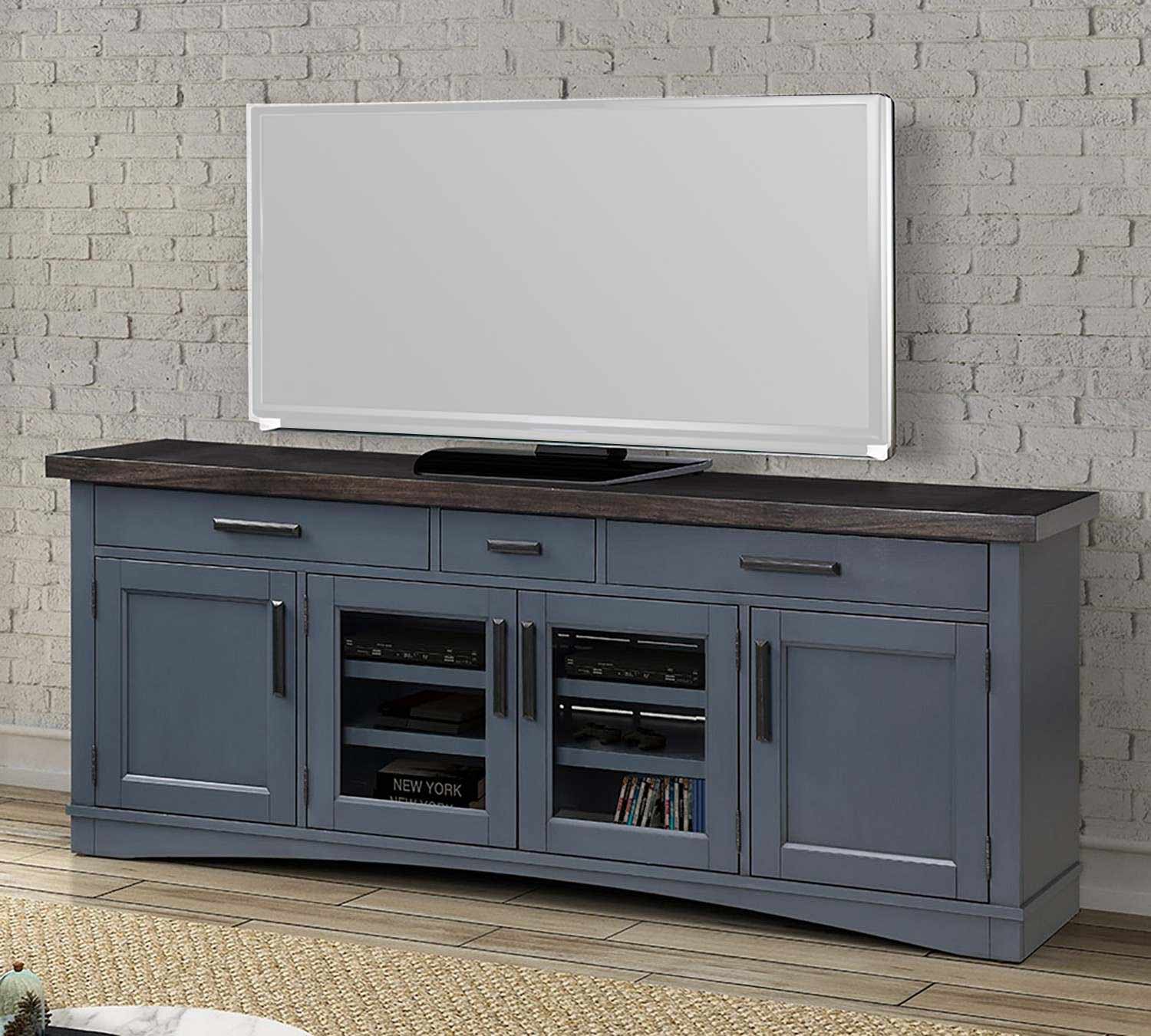 Parker House Americana Modern 76 Inch TV Console - Denim with Sable wood top