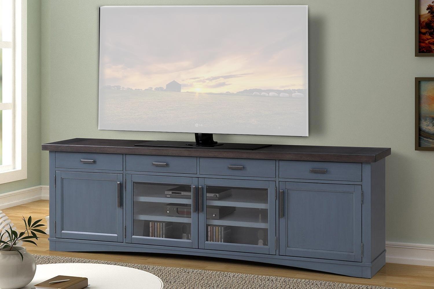 Parker House Americana Modern 92 Inch TV Console - Denim with Sable wood top