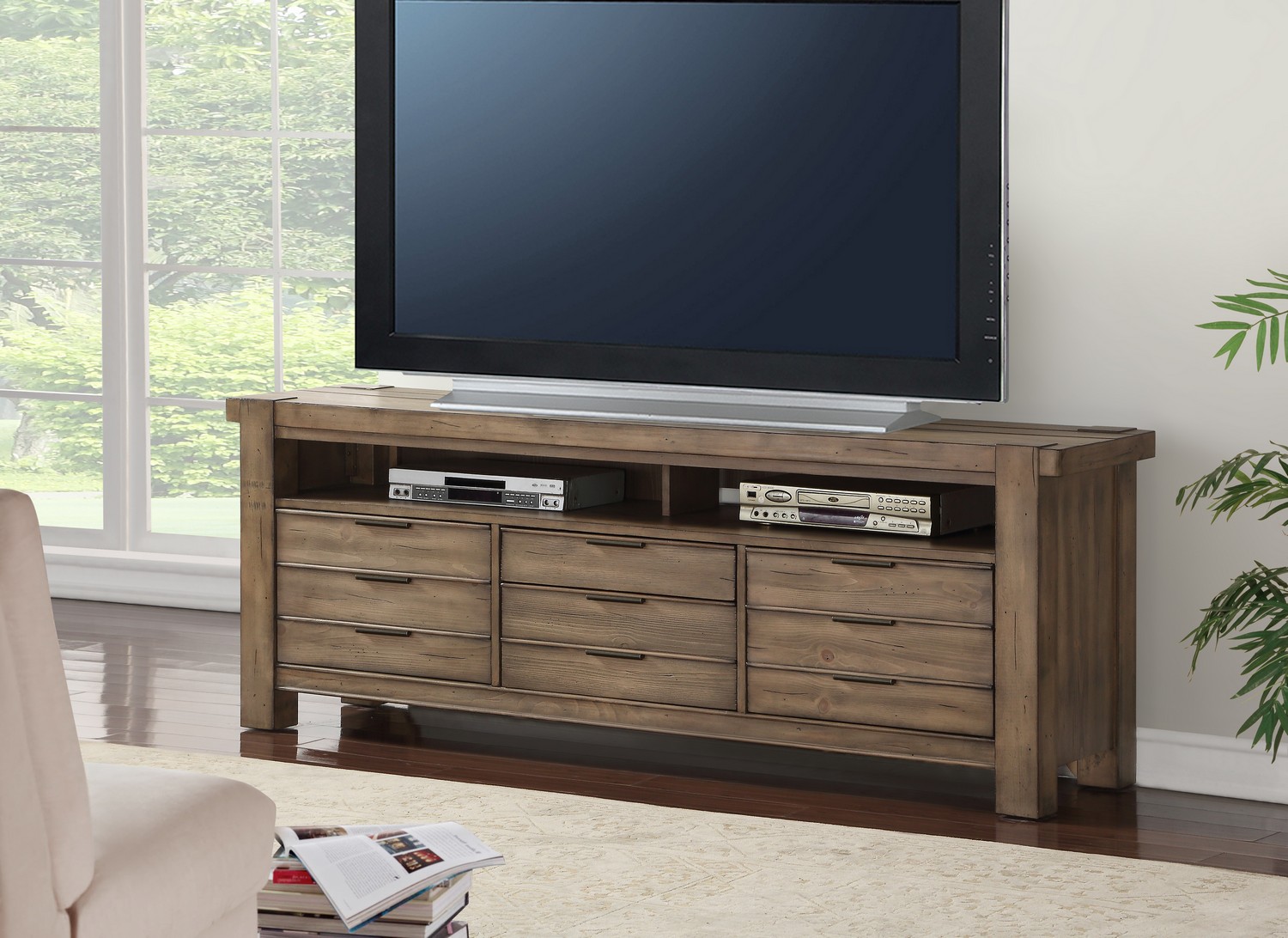 Parker House Brighton 76-inch TV Console - Antique Vintage Muslin Parker House Brighton 76-inch TV Console - Antique Vintage Muslin