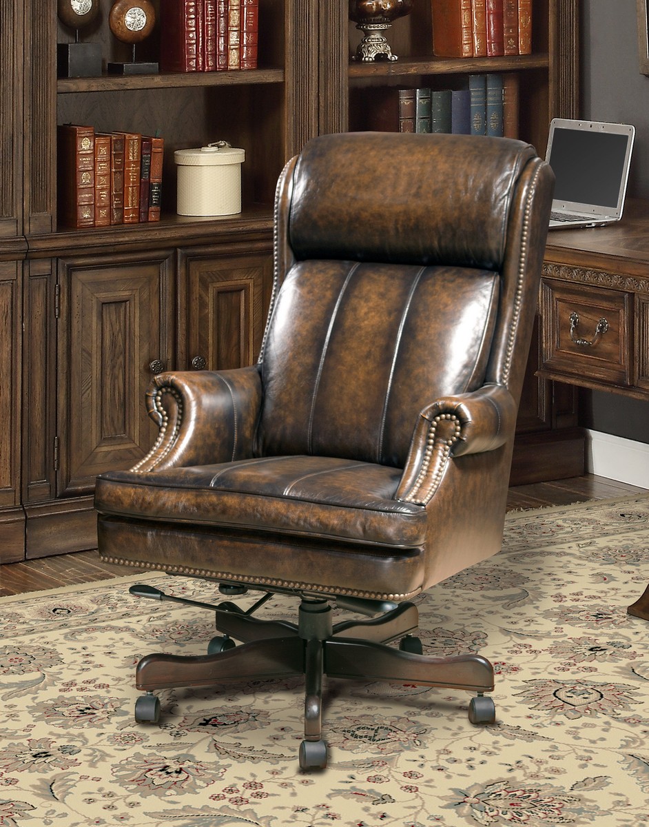 Parker House Prestige DC-105-BB Leather Desk Chair - Black/Brown
