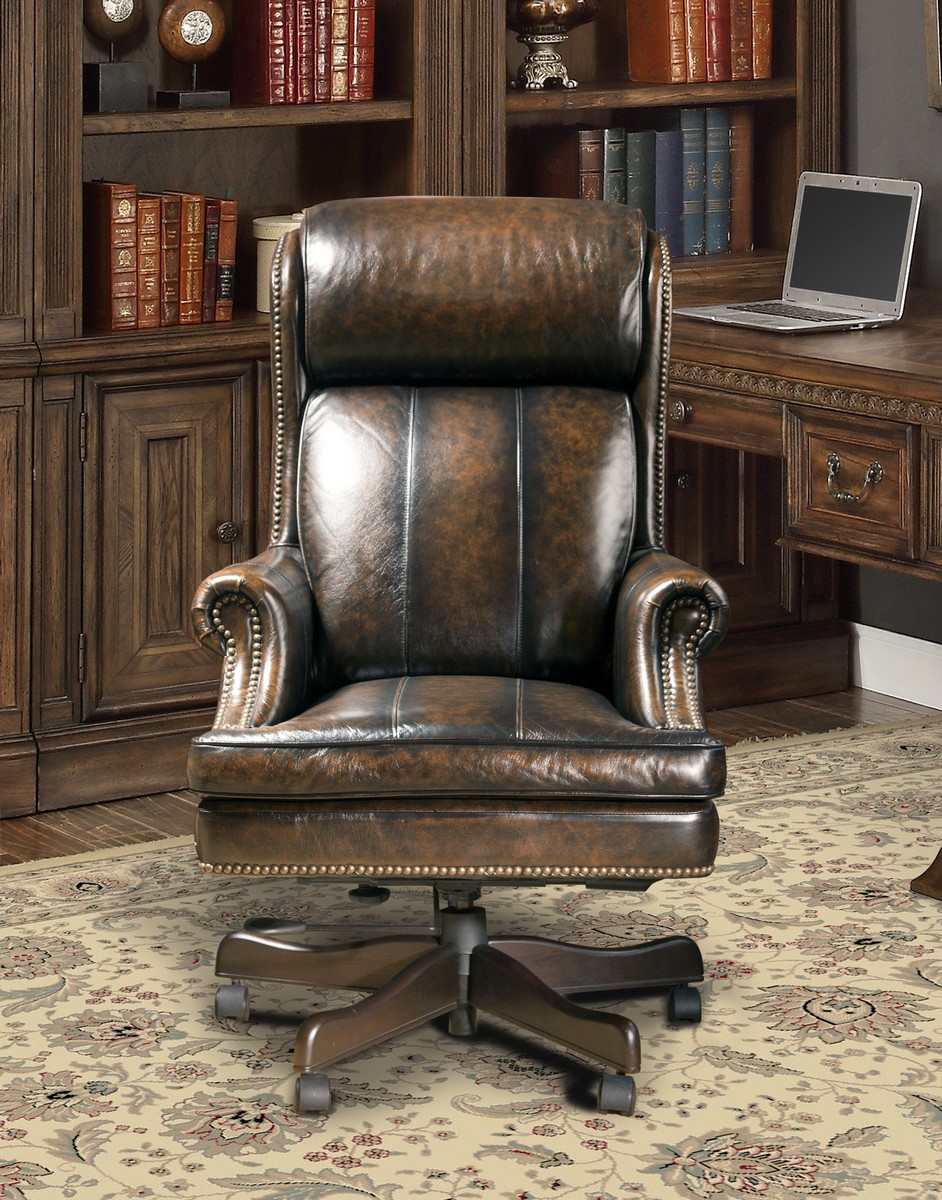 Parker House Prestige DC-105-BB Leather Desk Chair - Black/Brown
