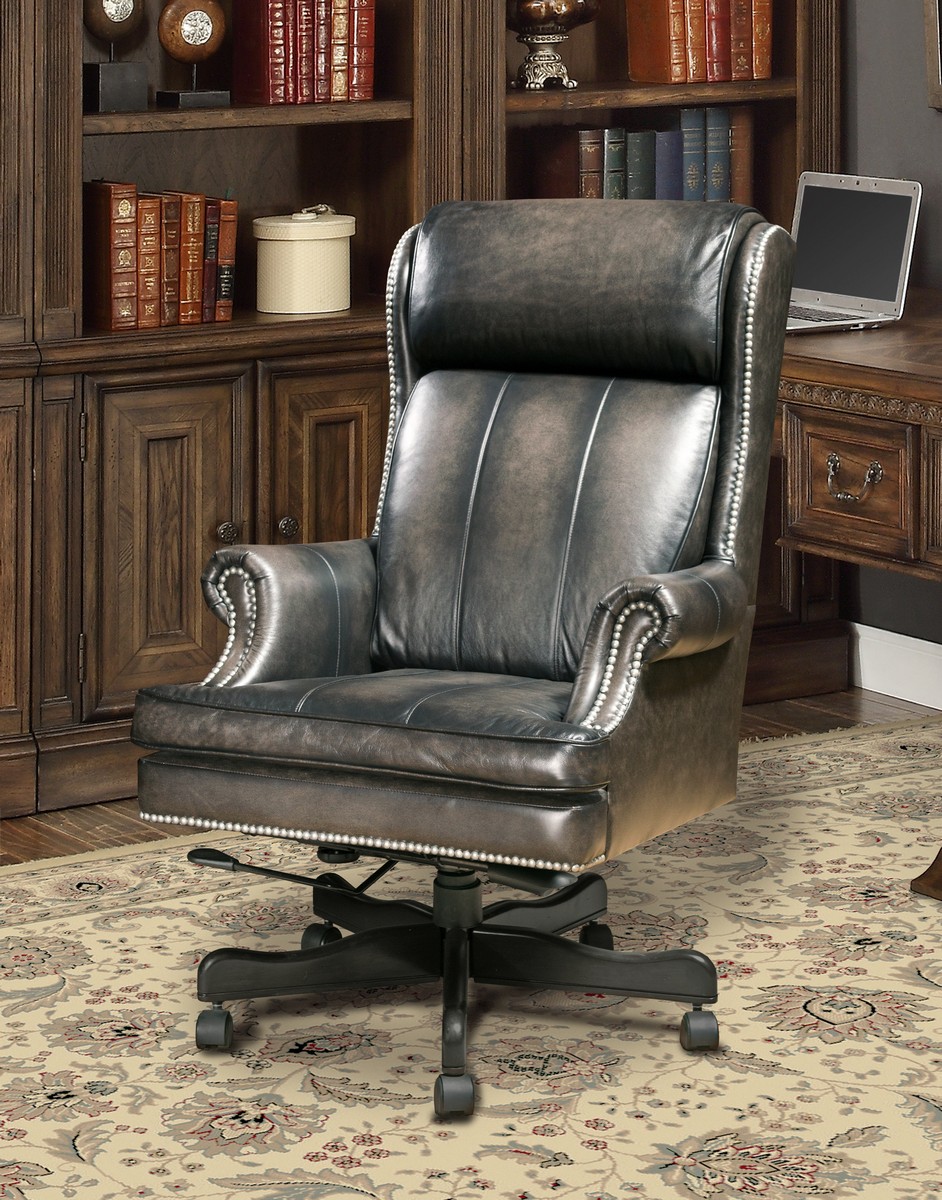 Parker House Prestige DC-105-SM Leather Desk Chair - Smoke Wipe Parker House Prestige DC-105-SM Leather Desk Chair - Smoke Wipe