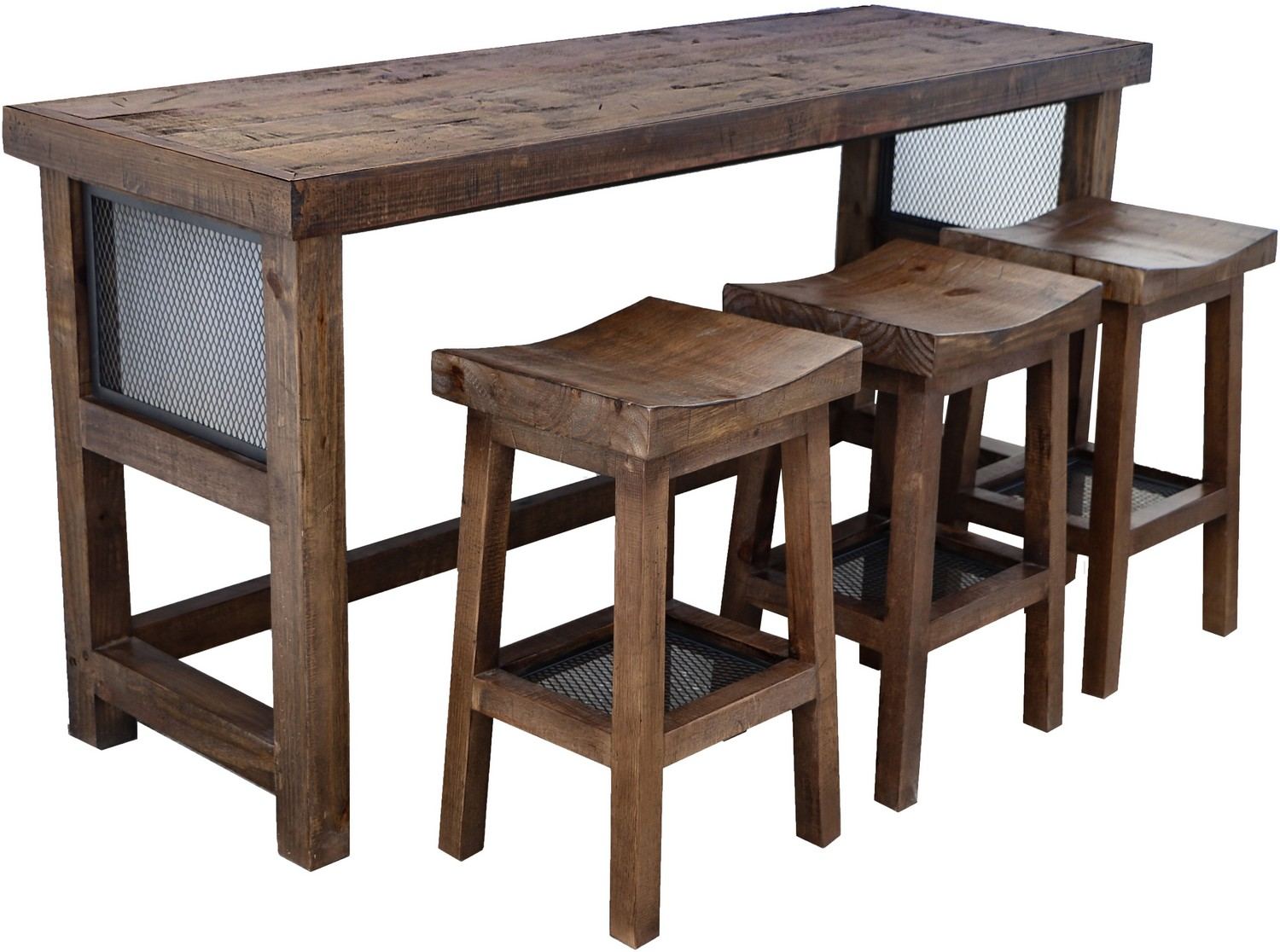 Parker House Lapaz Everywhere Console with 3 Stools - Rustic Worn Pine