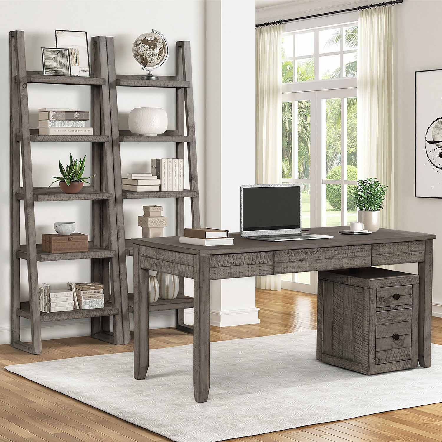 Parker House Tempe Pair of Etagere Bookcases - Grey Stone