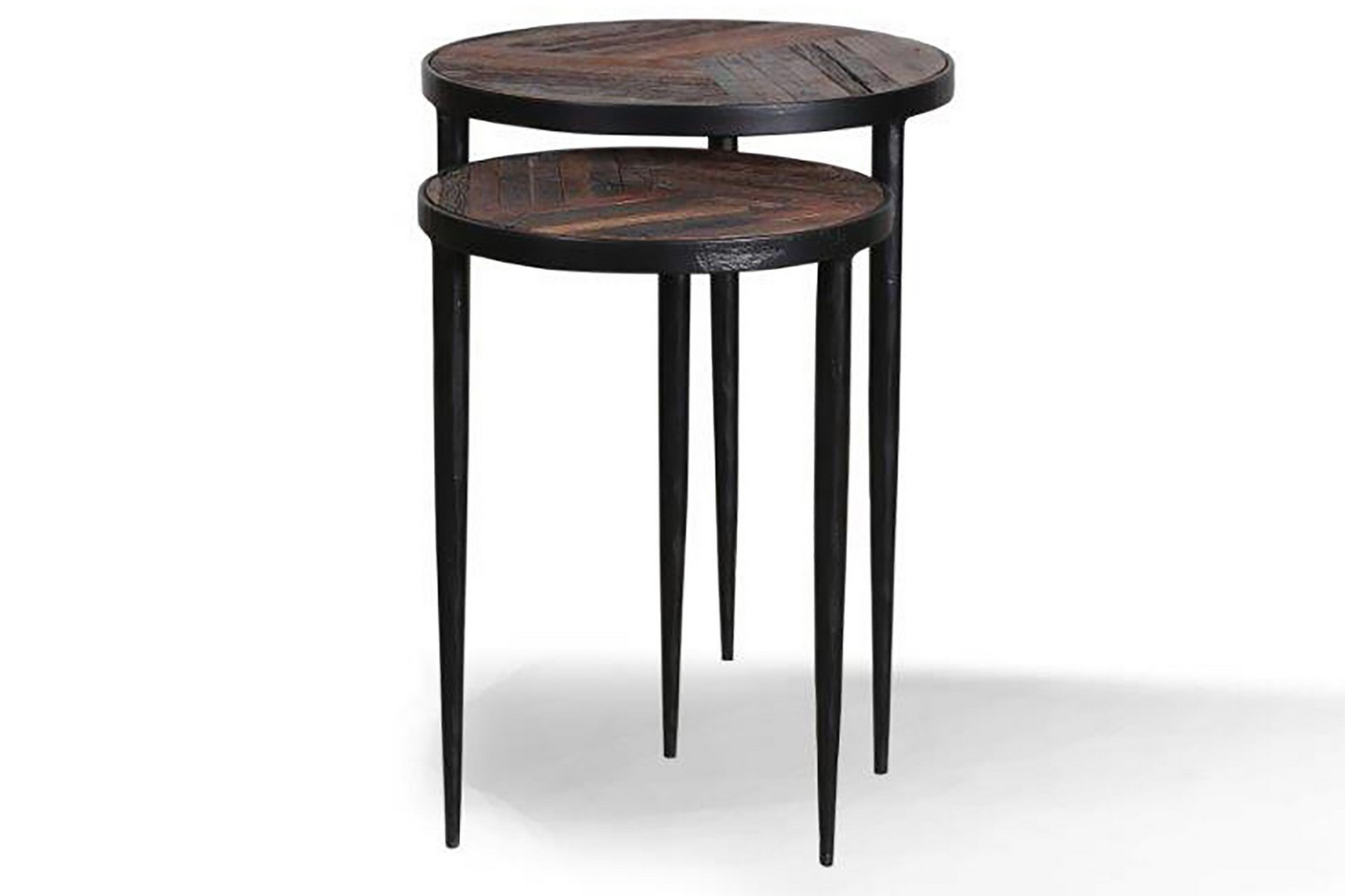 Parker House Crossings The Underground Round Chairside Nesting Table - Reclaimed Rustic Brown