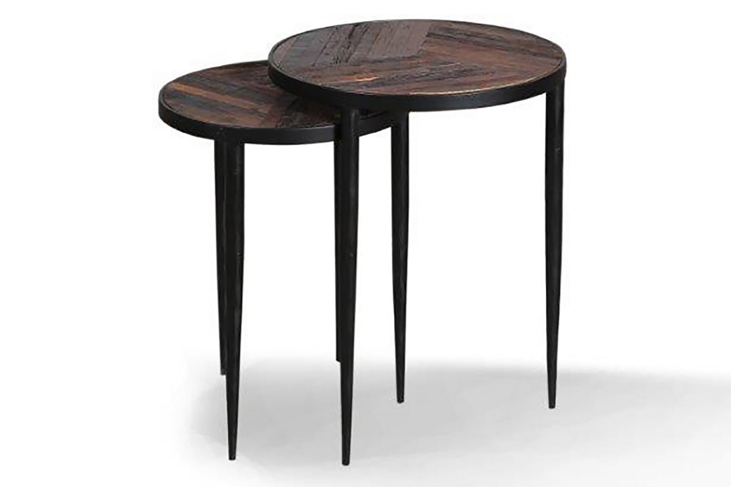 Parker House Crossings The Underground Round Chairside Nesting Table - Reclaimed Rustic Brown