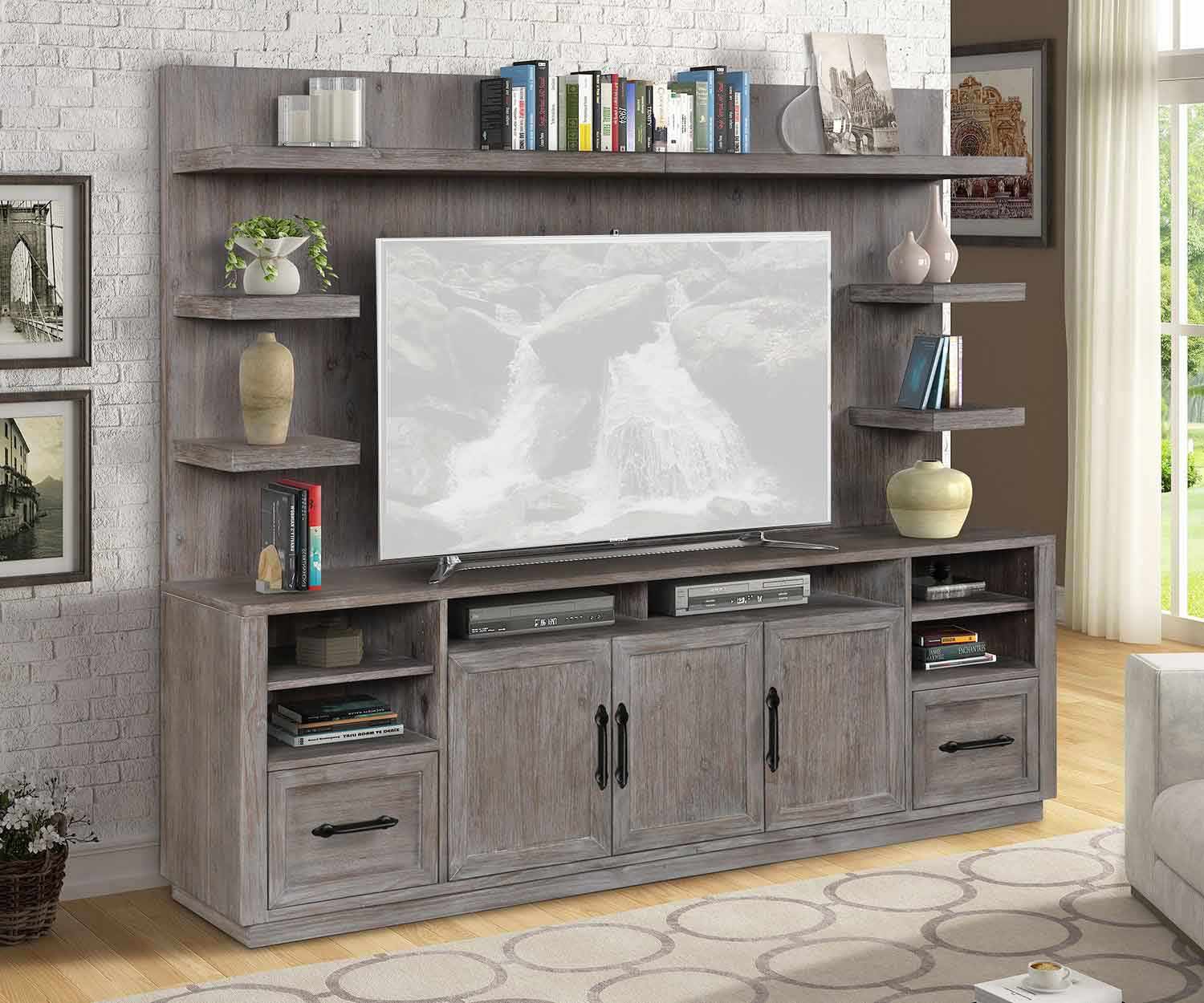 Parker House Vector TV Console with Hutch - Fieldstone