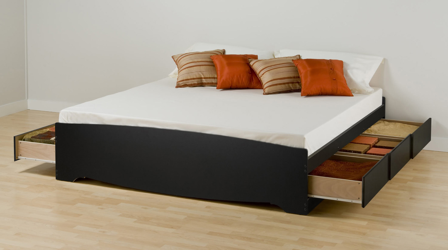 Prepac Mates Platform Storage Bed with 6 Drawers - Black